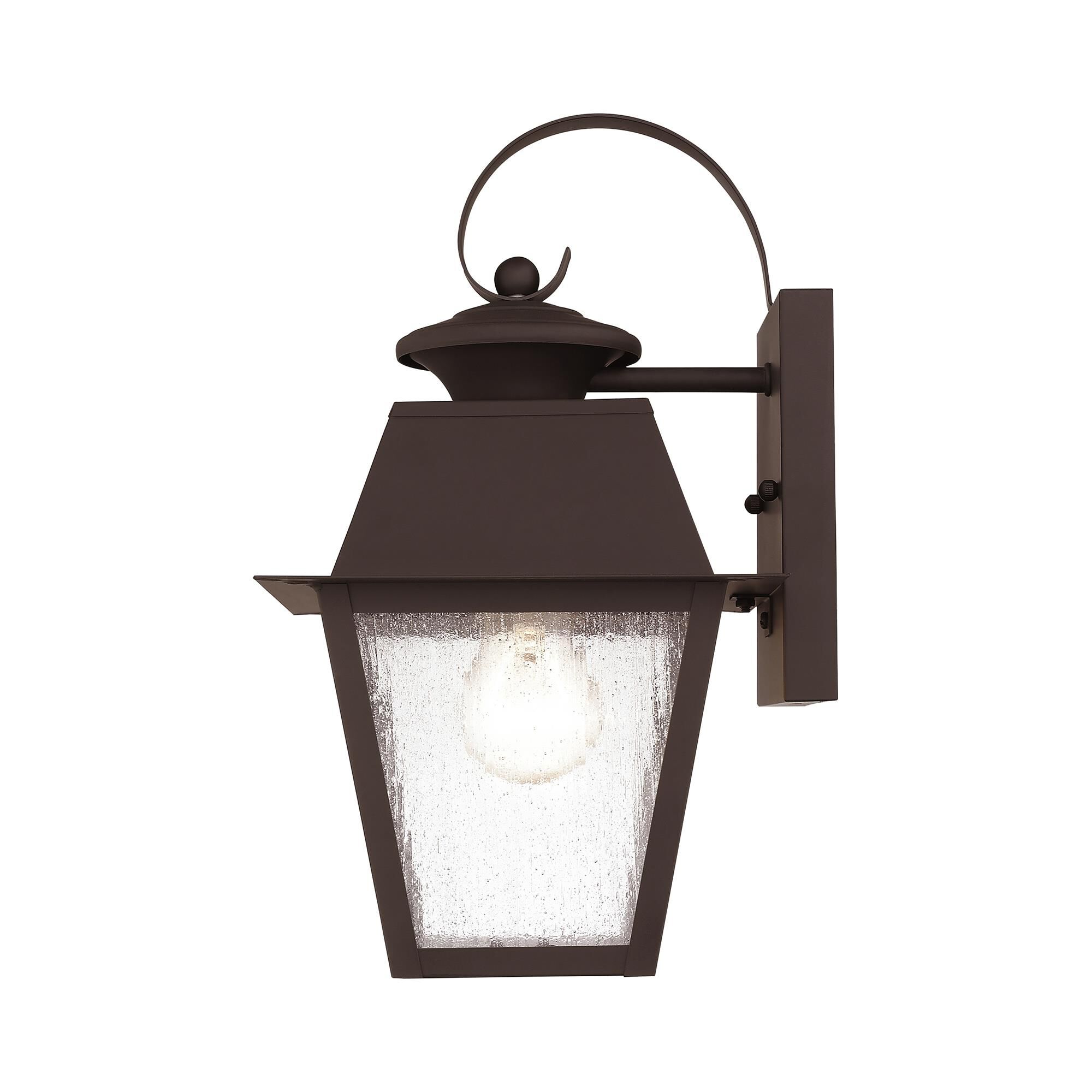 Shown in Bronze finish and Seeded glass