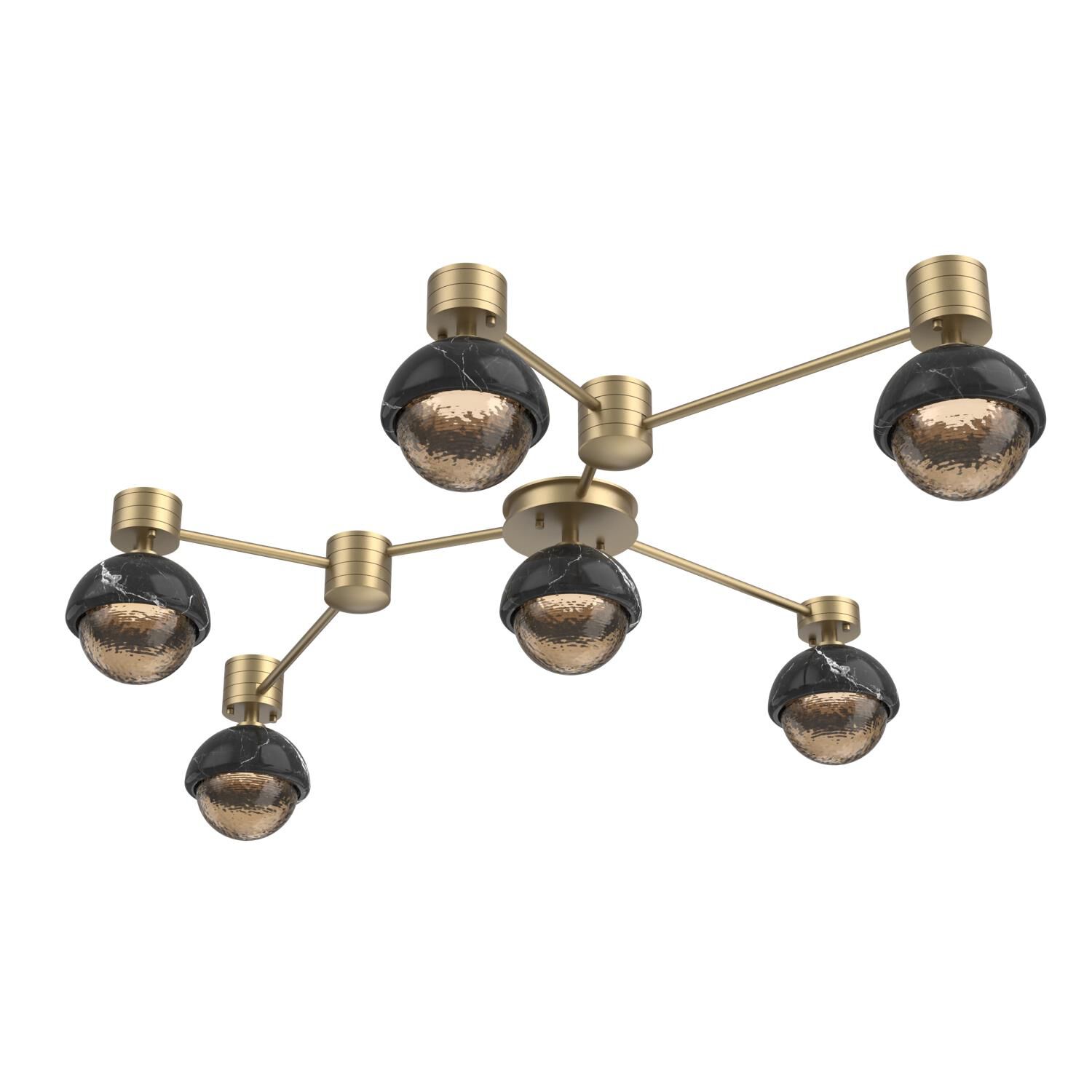Shown in Gilded Brass finish and Bronze glass and Black Marble accent