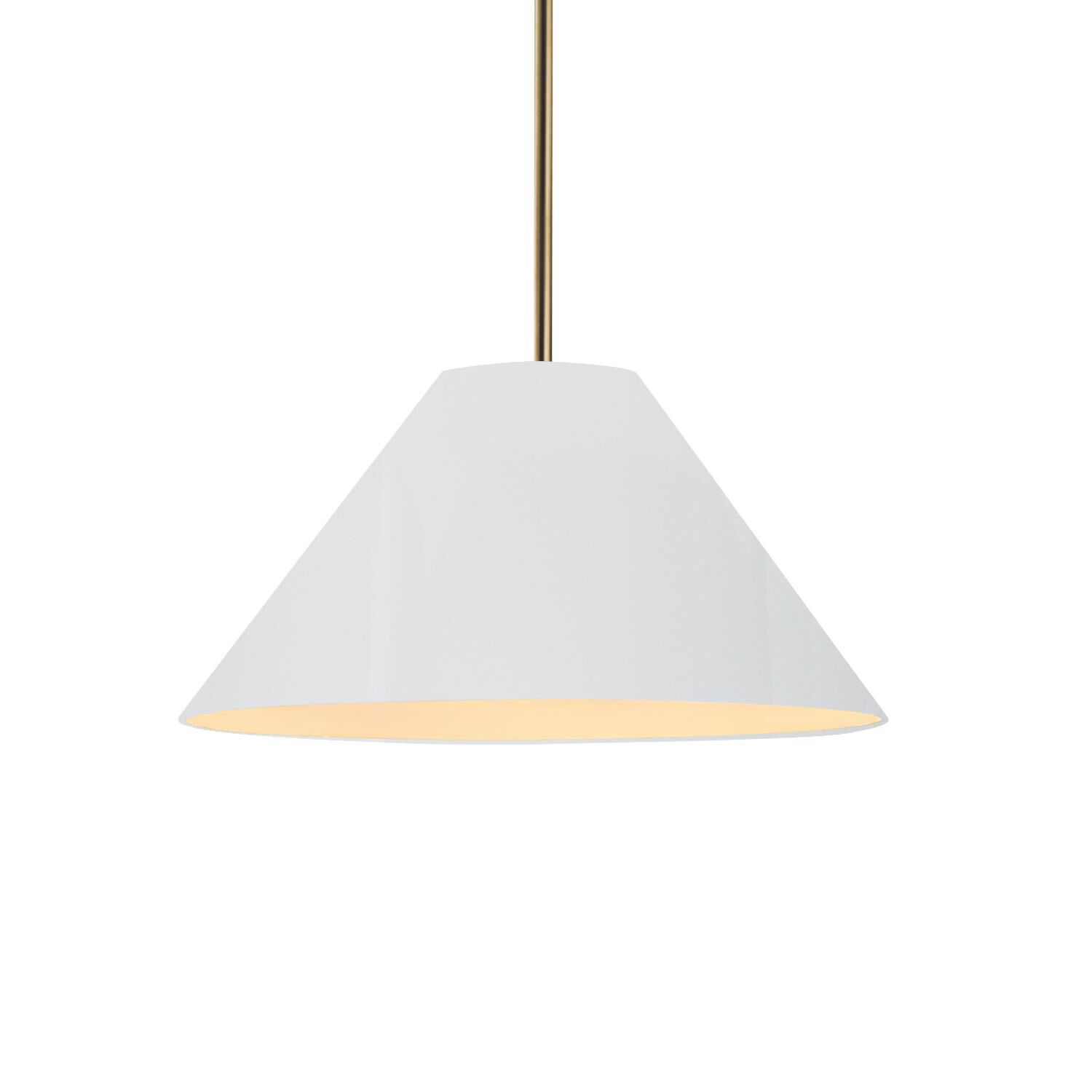 Shown in Antique Brass finish and Gloss White Two Tone shade