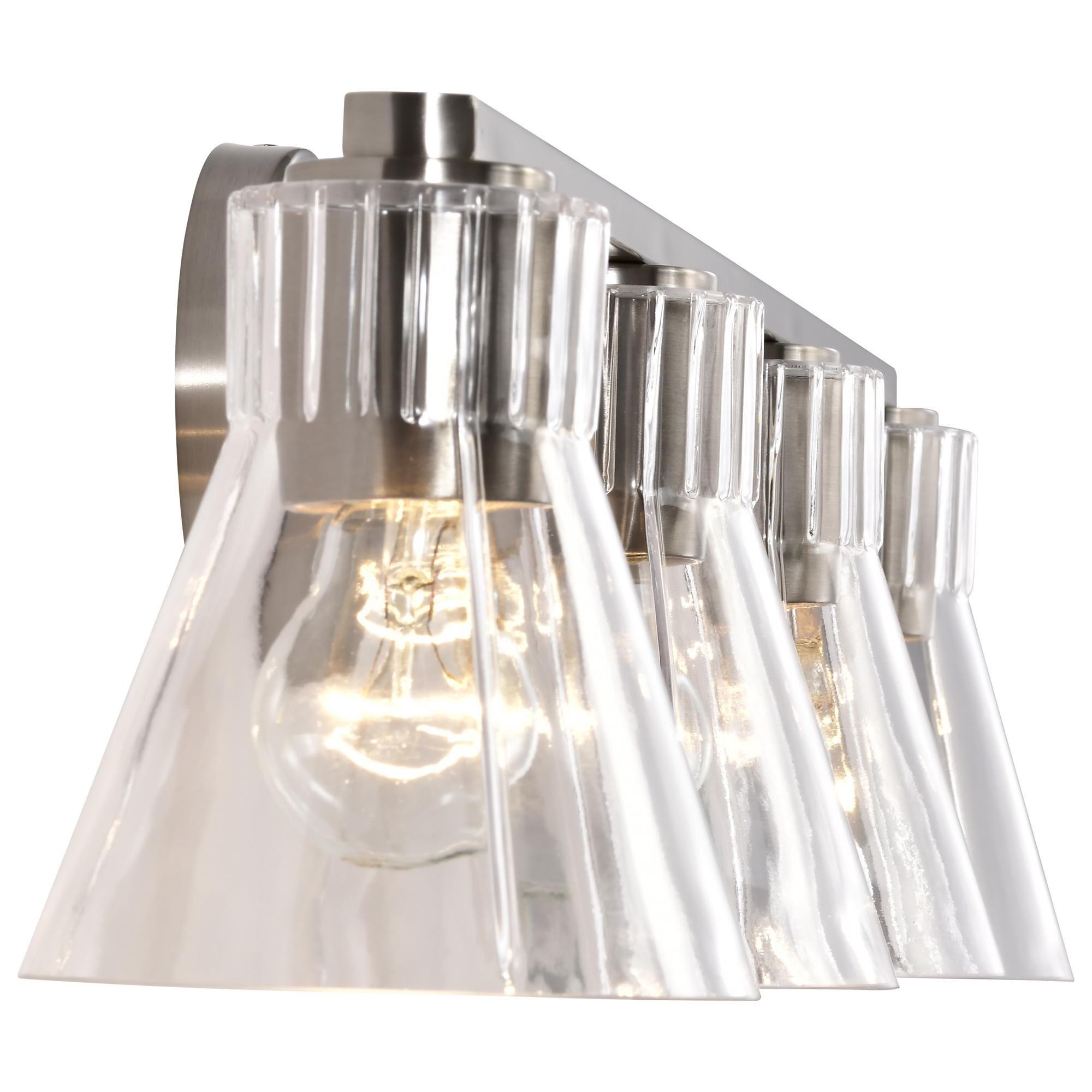 Shown in Brushed Nickel finish and Clear glass