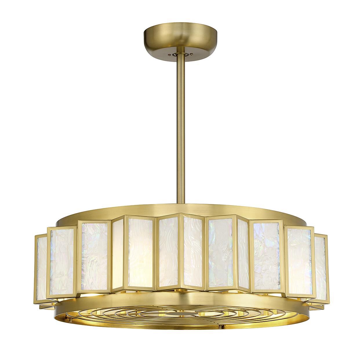 Shown in Warm Brass finish and Capiz Shell shade