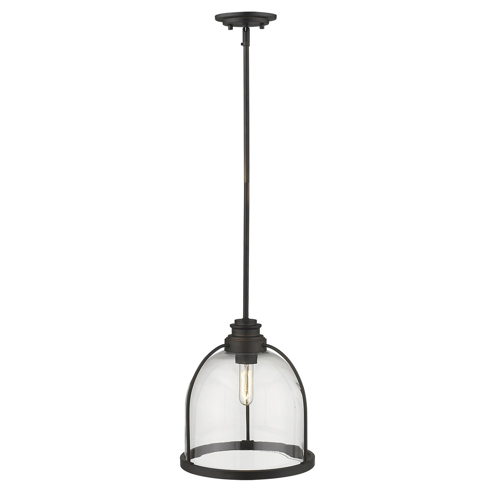 Shown in Oil-Rubbed Bronze finish and Clear glass and Clear, Dome Shaped Glass Globe shade