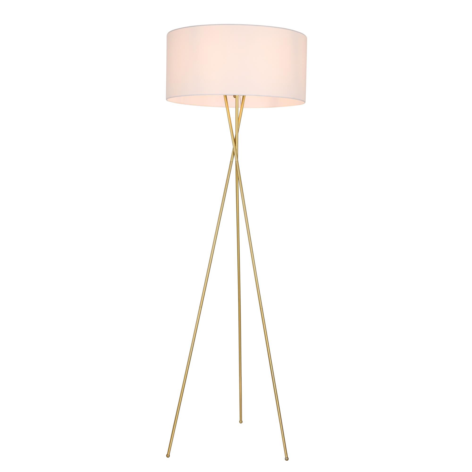 Shown in Brass finish and White Fabric shade