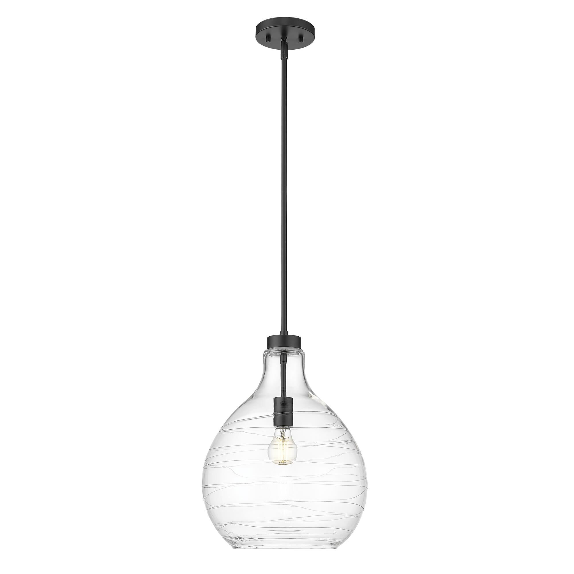 Shown in Matte Black finish and Clear glass and Clear shade