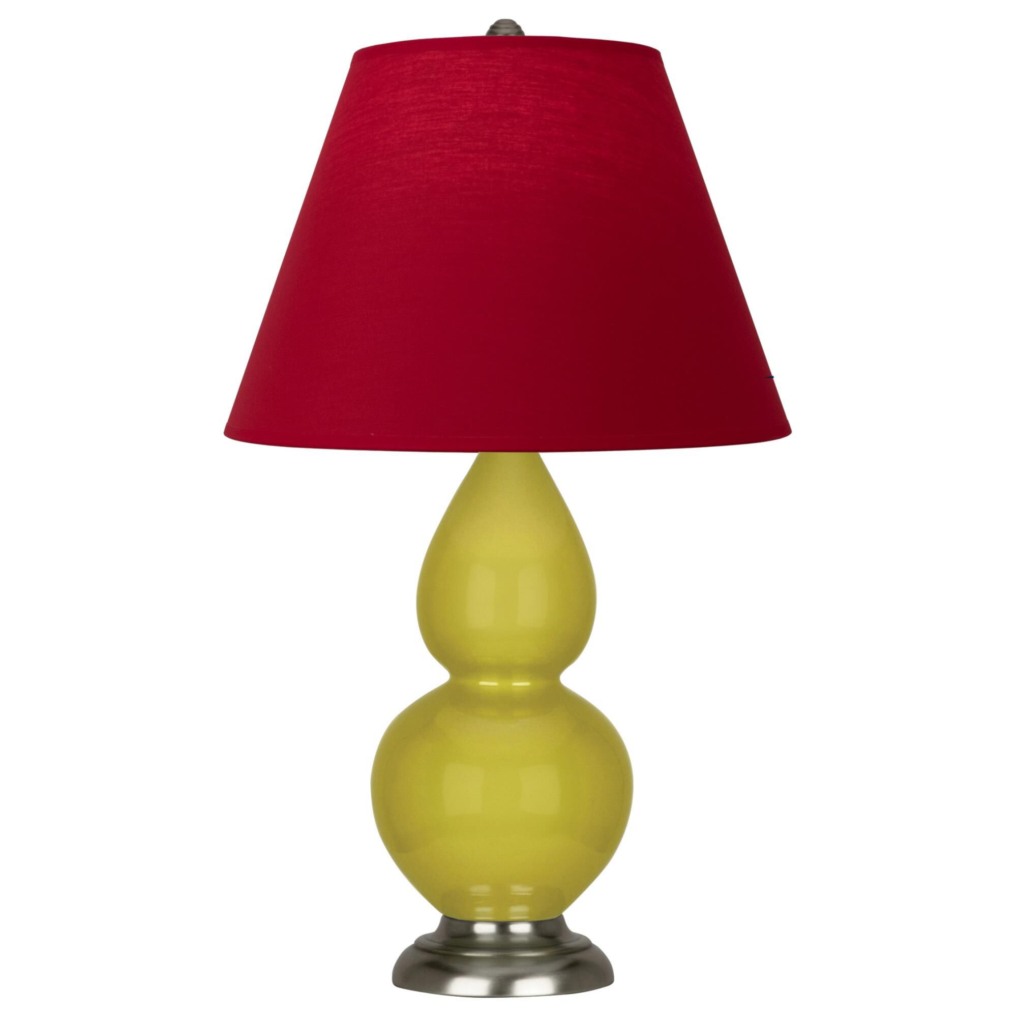 Shown in Citron finish and Rose Red with Ink Black Lining Fabric shade and Antique Silver accent