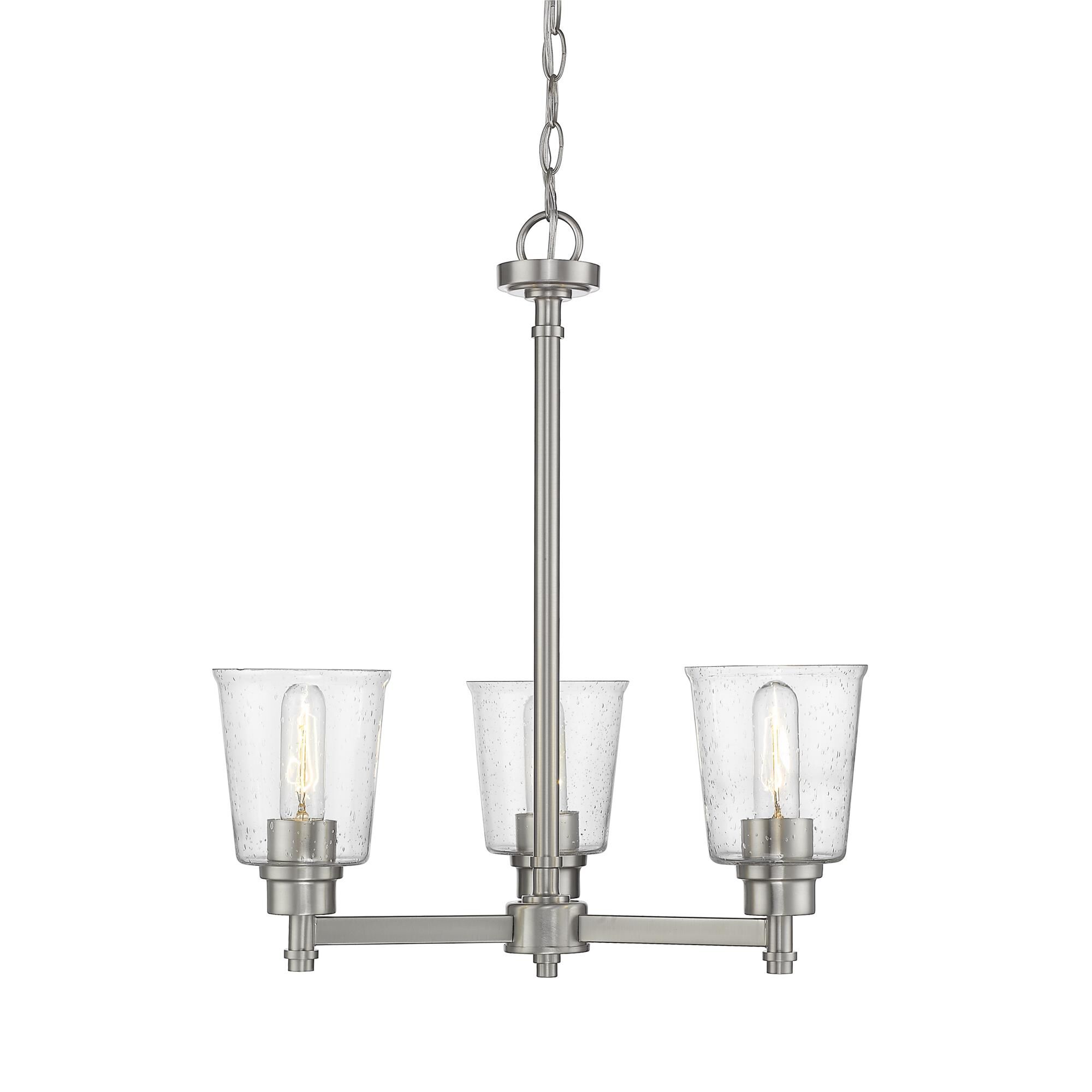Shown in Brushed Nickel finish and Glass shade