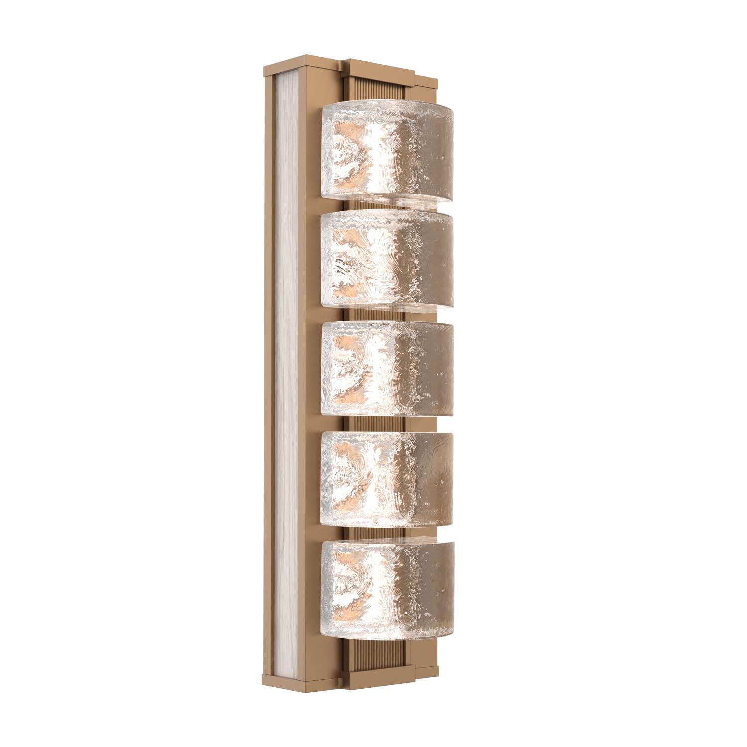 Shown in Novel Brass finish and Clear Rounded glass and Light Oak accent