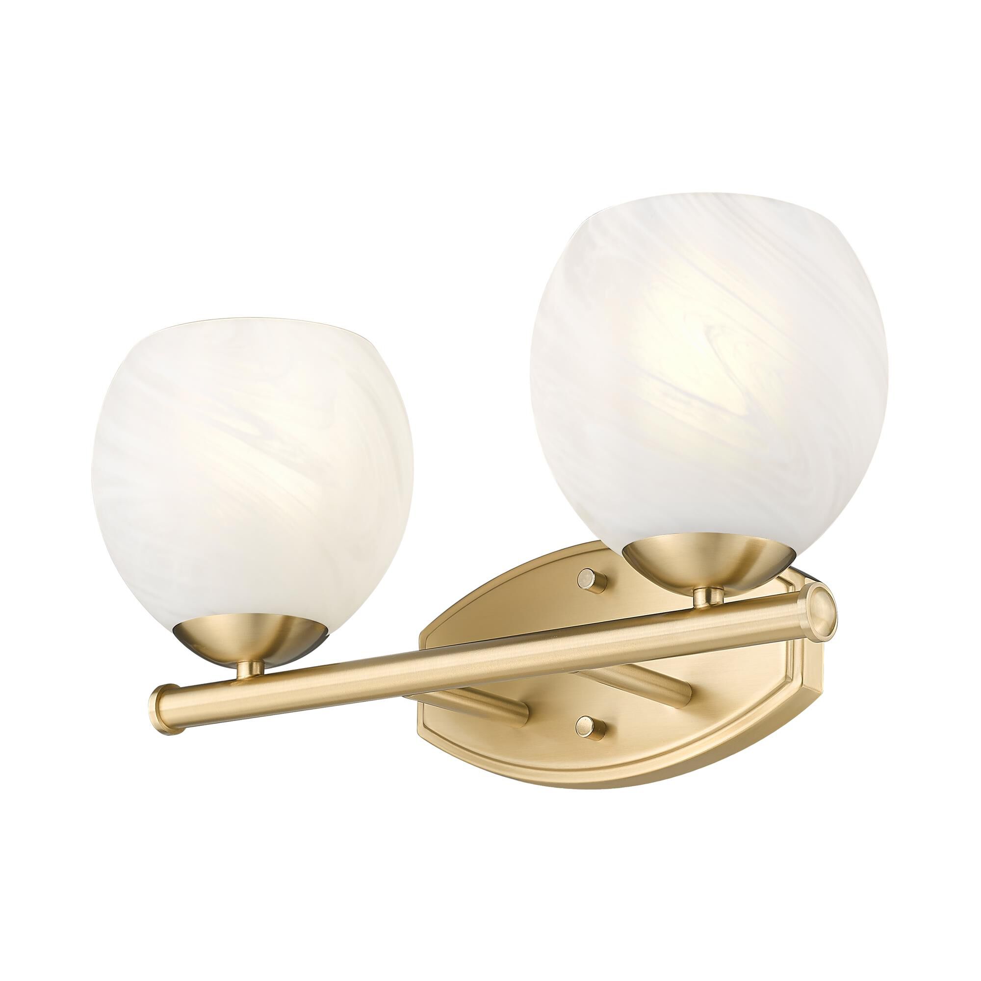 Shown in Modern Gold finish and Feathered White glass