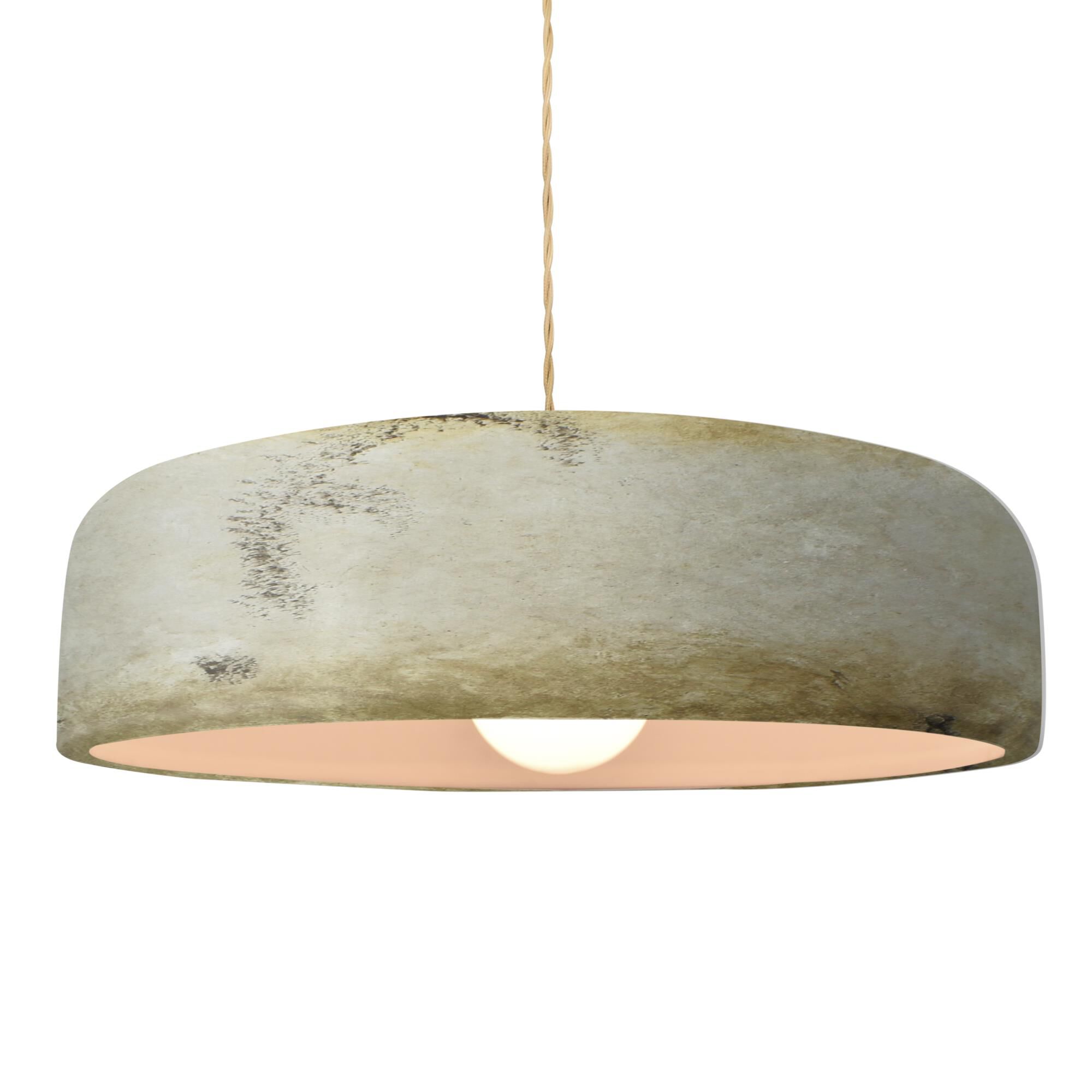 Shown in Brushed Brass finish and Greco Travertine shade