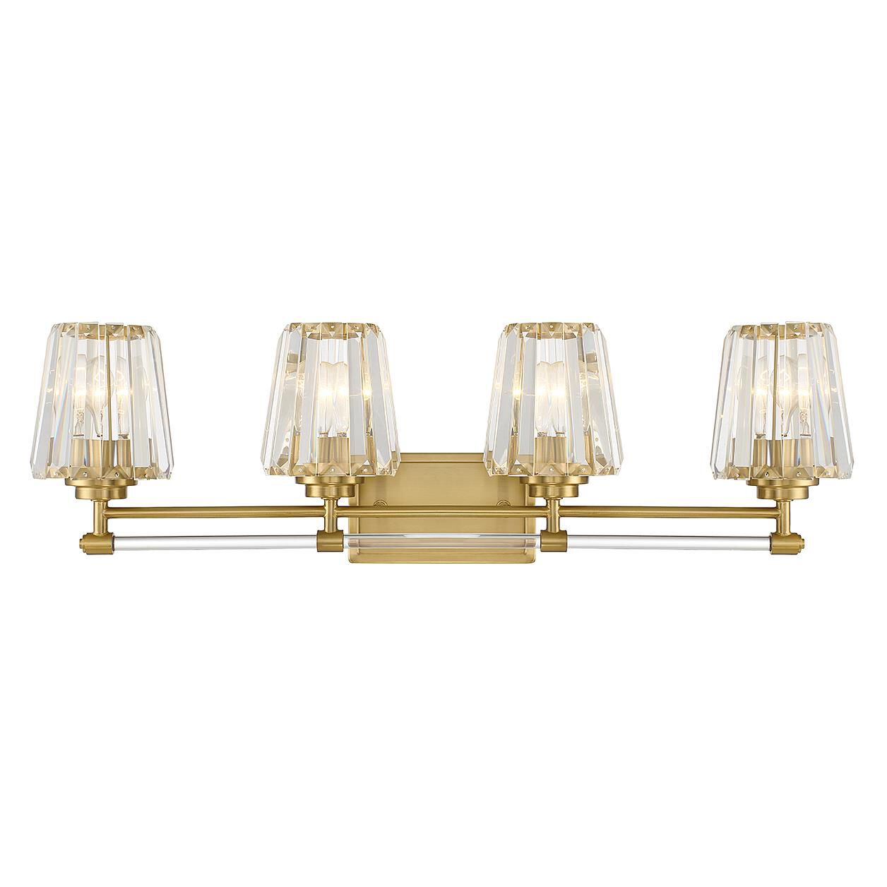 Shown in Warm Brass finish and Clear crystal and Crystal shade
