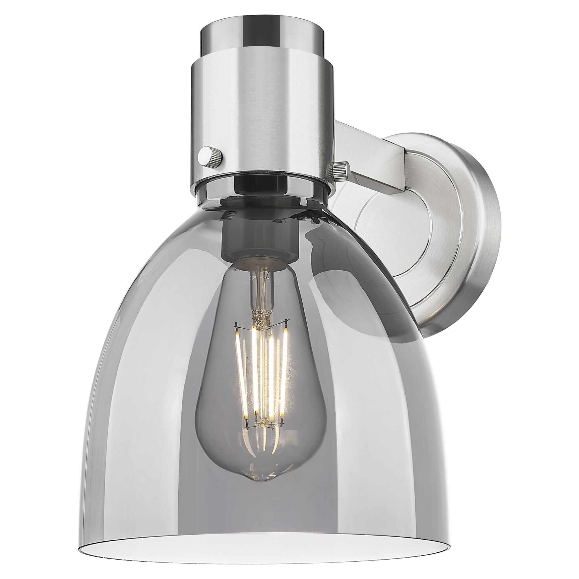 Shown in Satin Nickel finish and Light Smoke glass