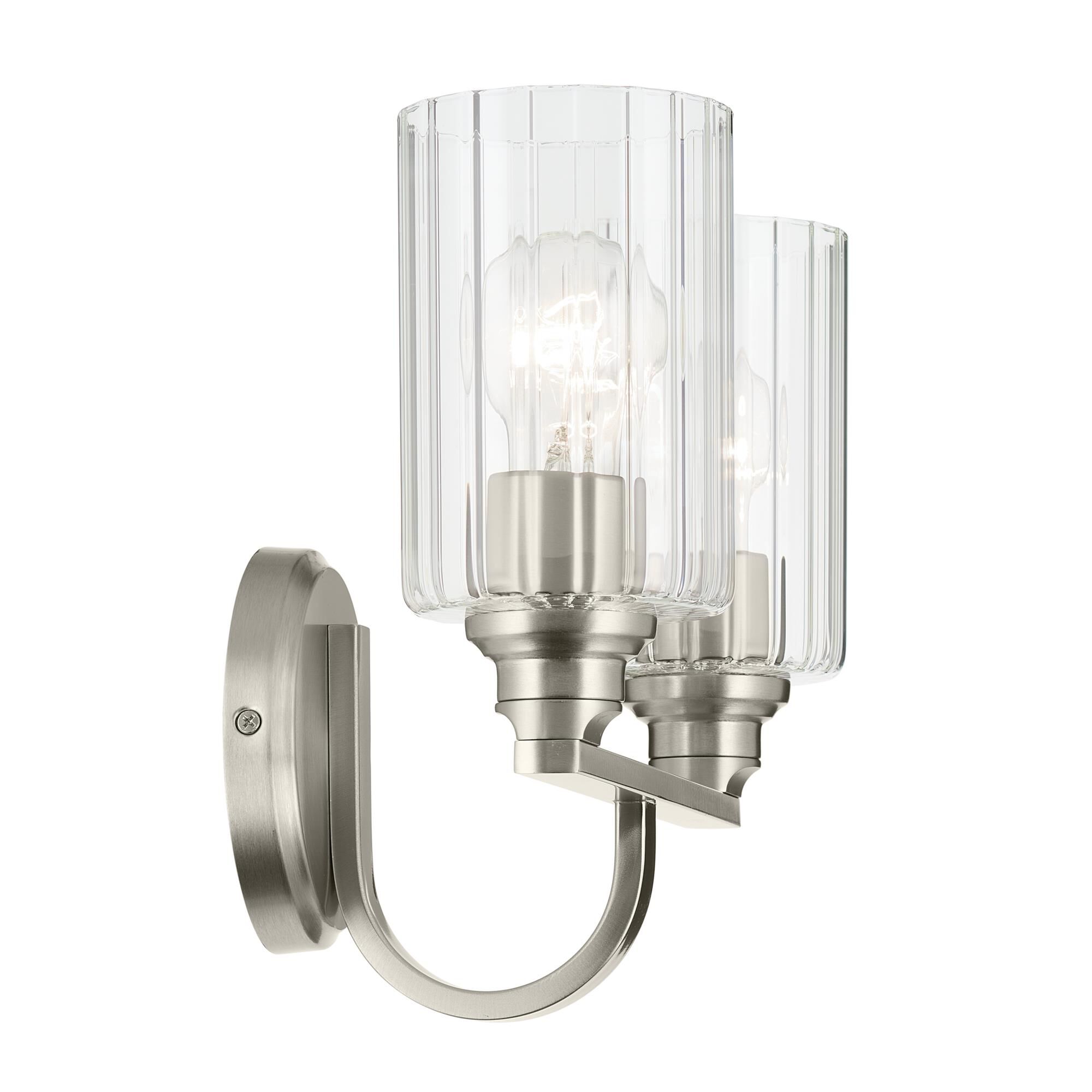 Shown in Brushed Nickel finish and Clear Fluted glass
