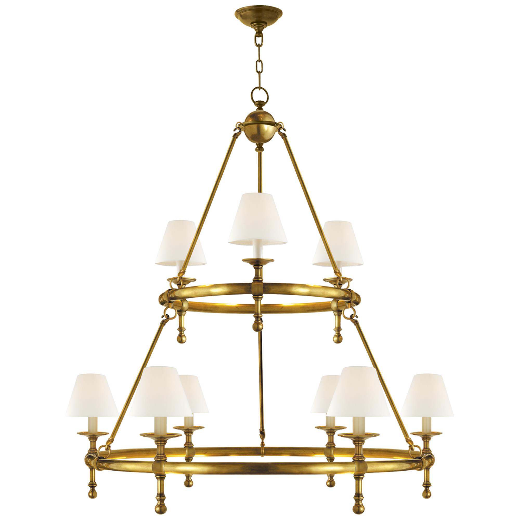 Shown in Hand-Rubbed Antique Brass finish and Linen shade