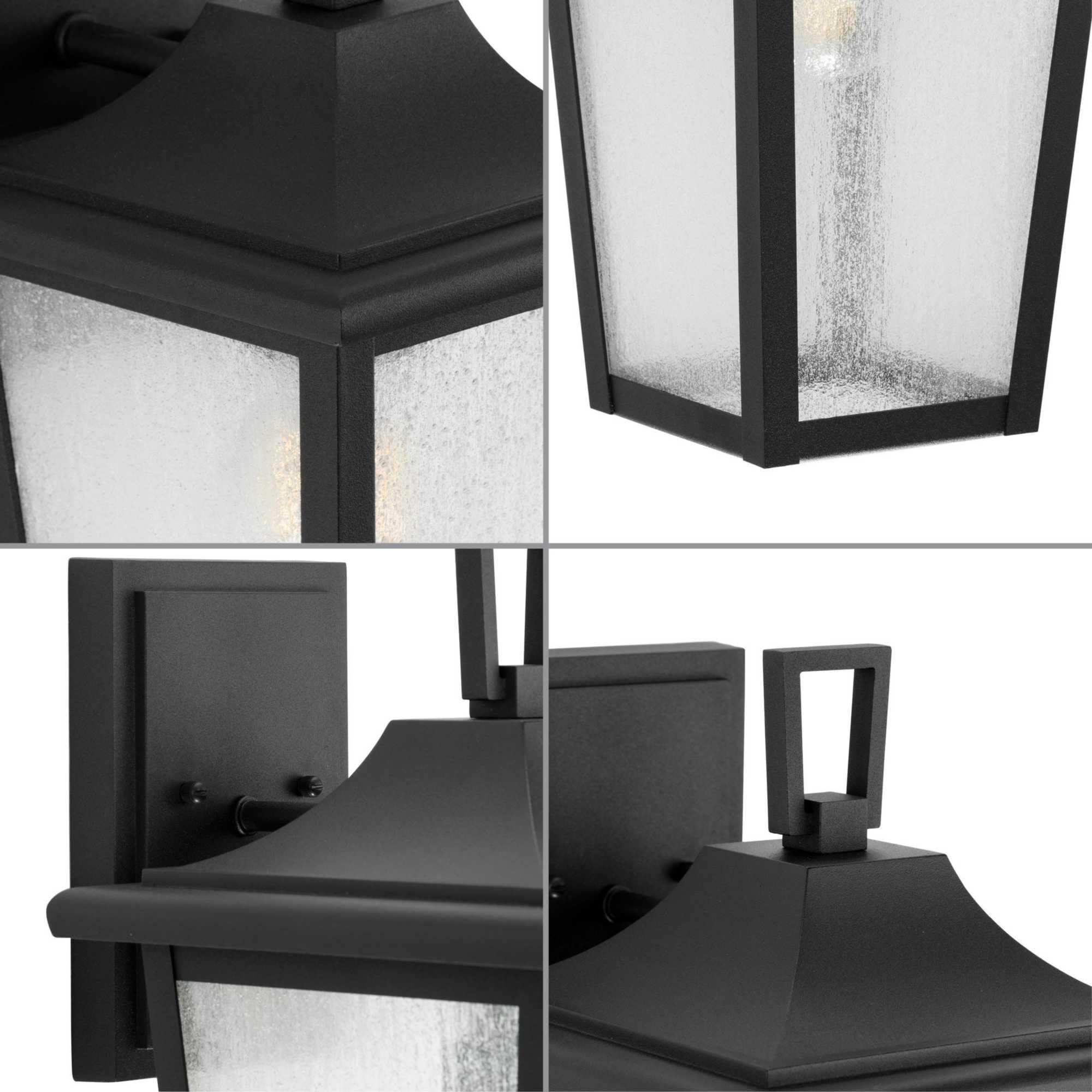 Shown in Textured Black finish and Clear Seeded glass