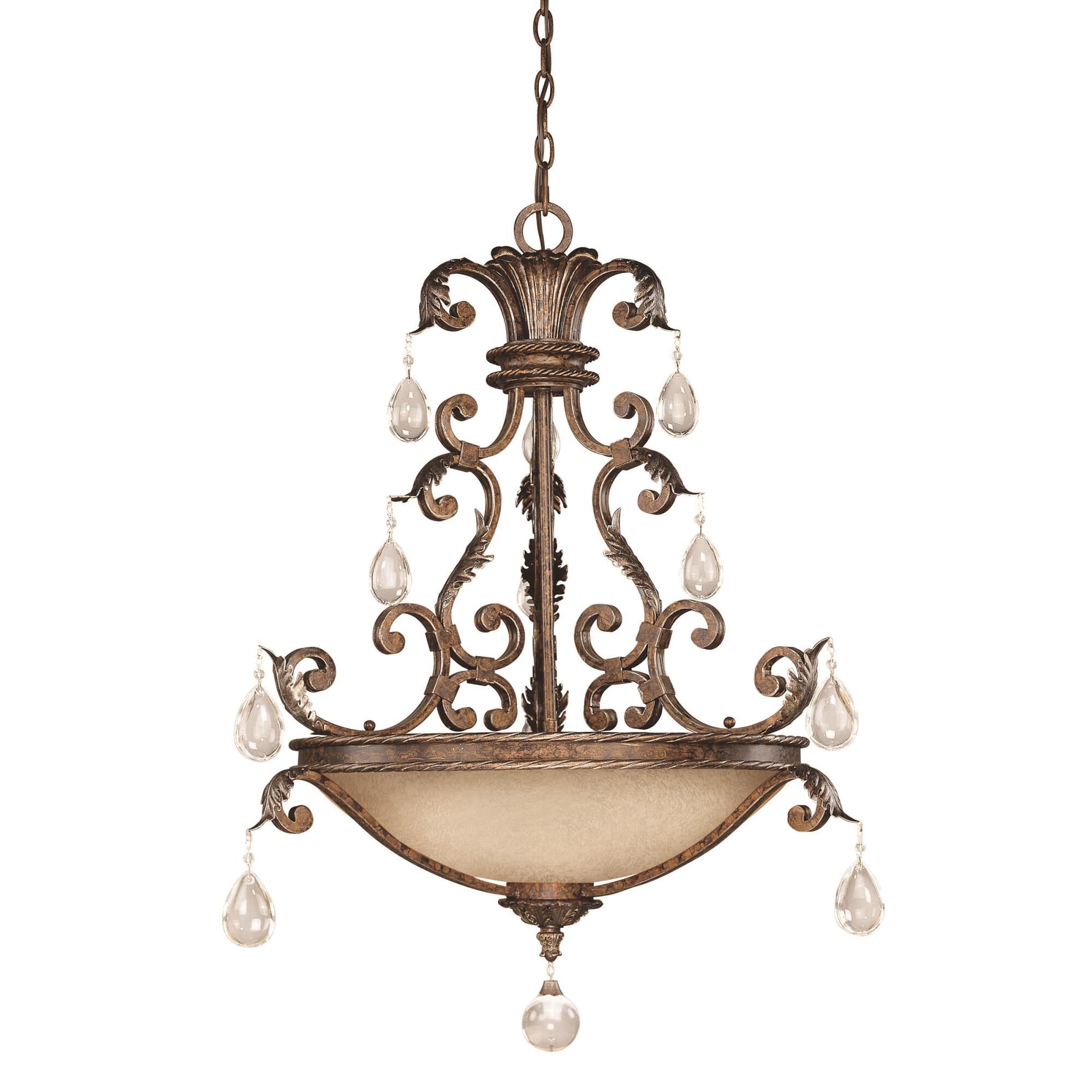 Shown in New Tortoise Shell W/ Silver finish and Clear crystal and Cream Scavo glass