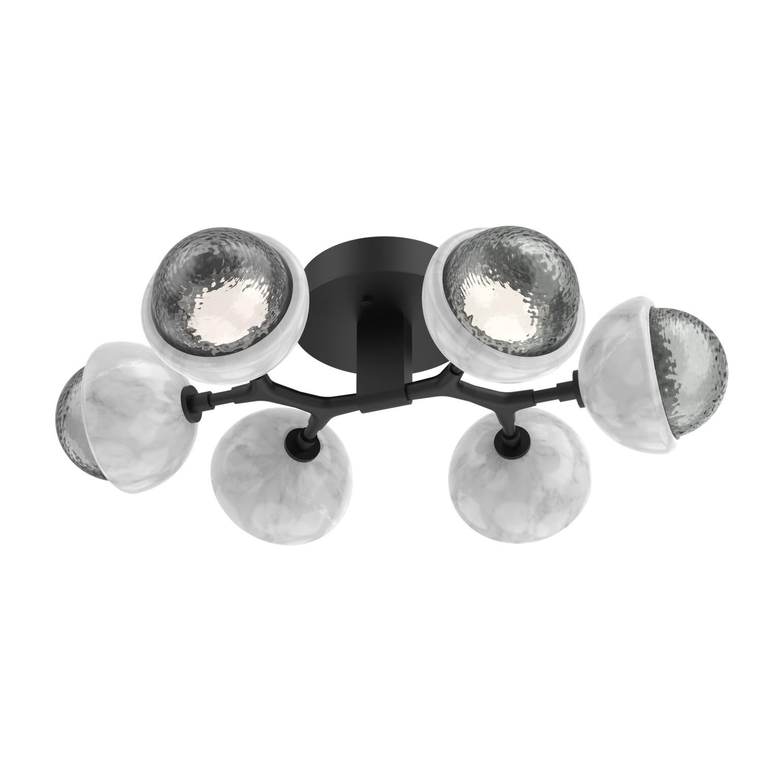 Shown in Matte Black finish and Smoke glass and White Marble accent