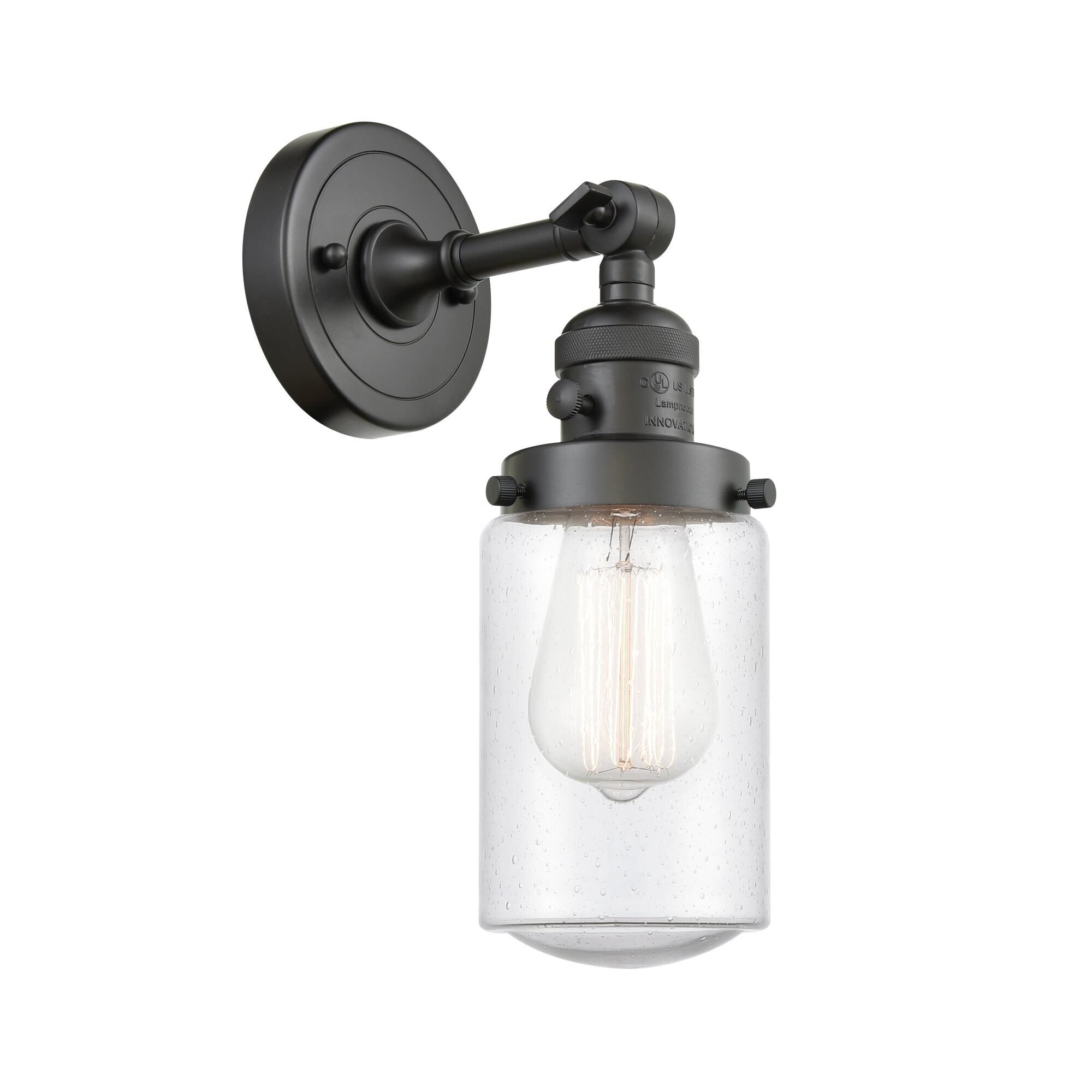 Shown in Oil Rubbed Bronze finish and Seeded Seedy Dover glass and Bulb Tint - Amber accent
