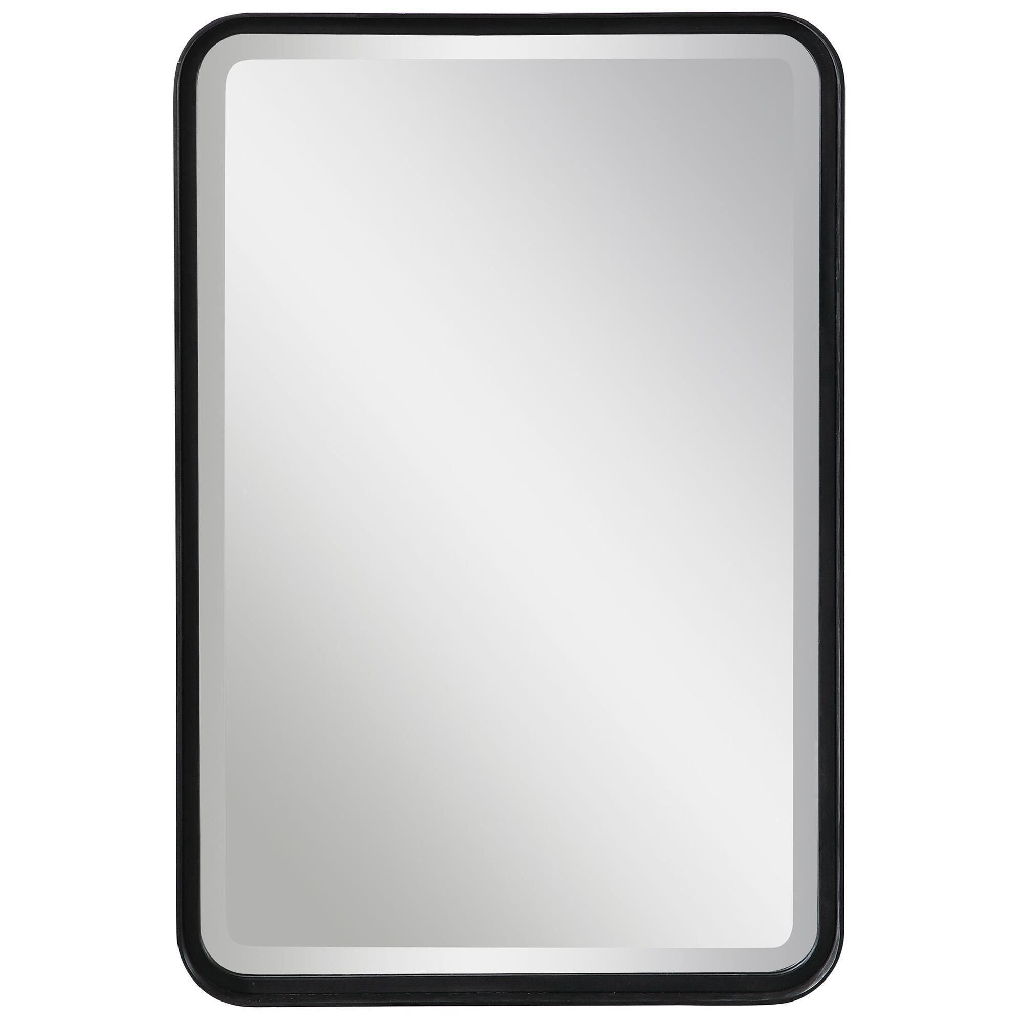 Shown in Versatile In Design, This Vanity Mirror Is Constructed From A Forged Metal Strap Finished In Matte B finish