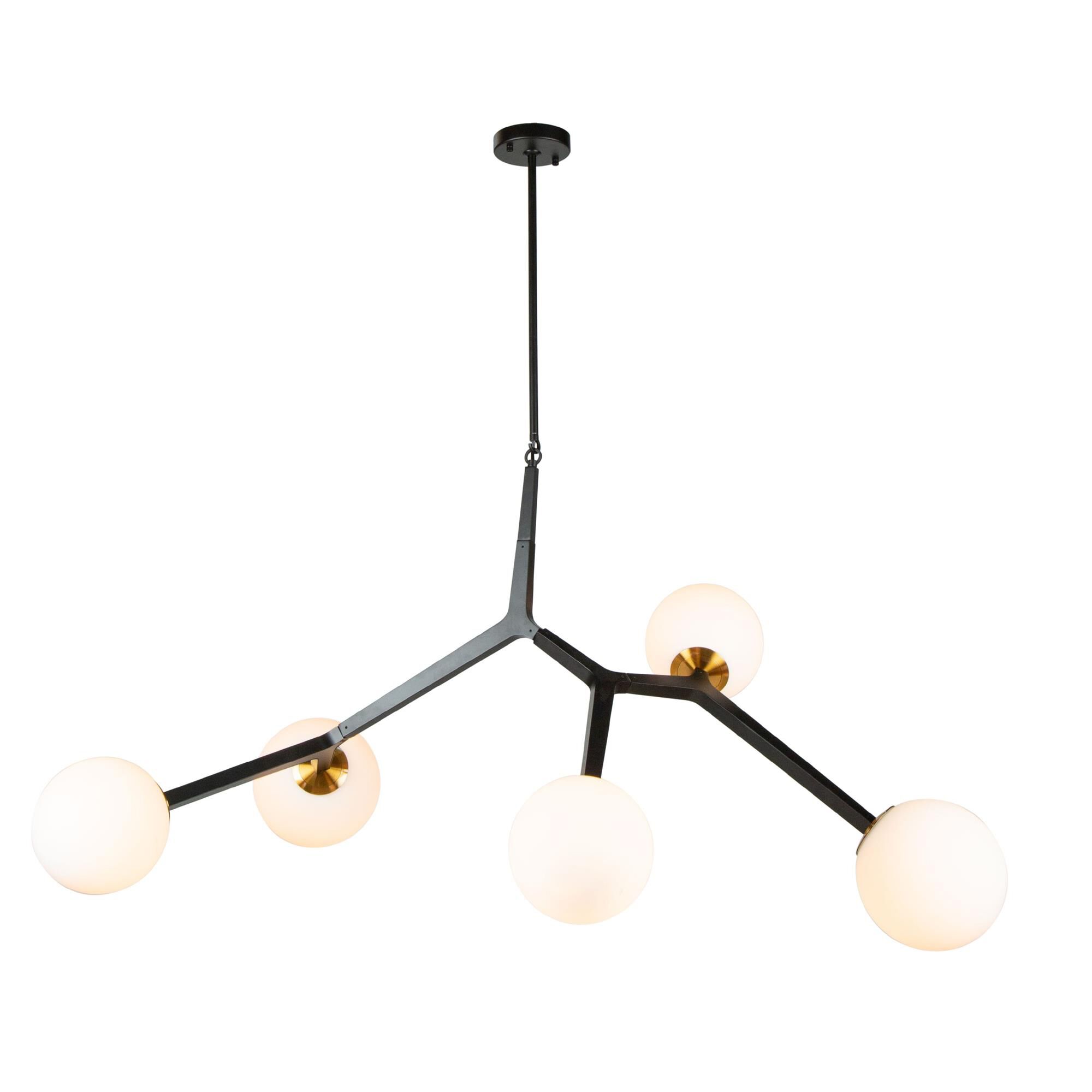 Shown in Black & Harvest Brass finish and Glass shade