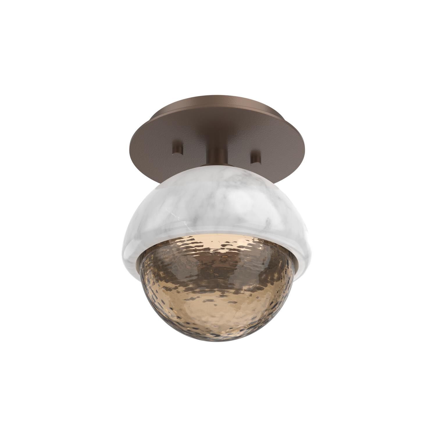 Shown in Burnished Bronze finish and Bronze glass and White Marble accent