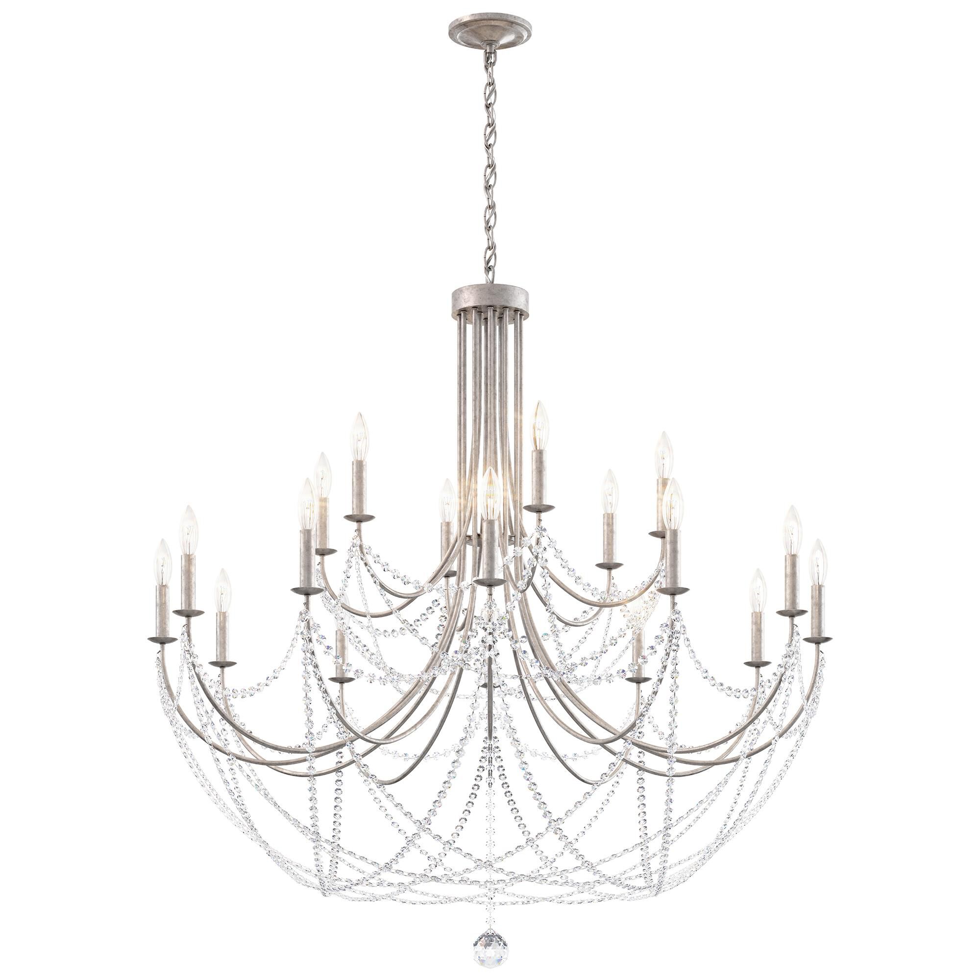 Shown in Antique Silver finish and Clear Optic crystal