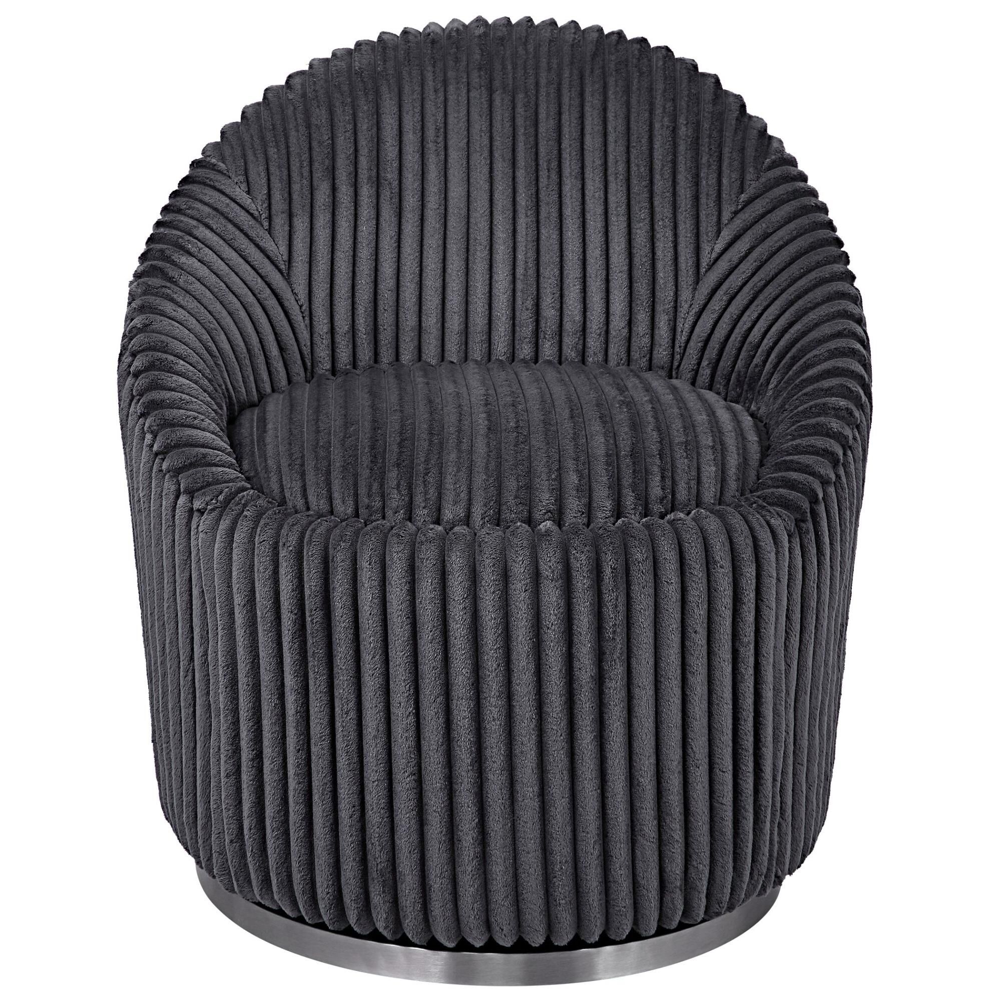 Shown in A Contemporary Accent With A Modern Edge, This Chair Is Upholstered In A Luxurious Fluted Gunmetal C finish