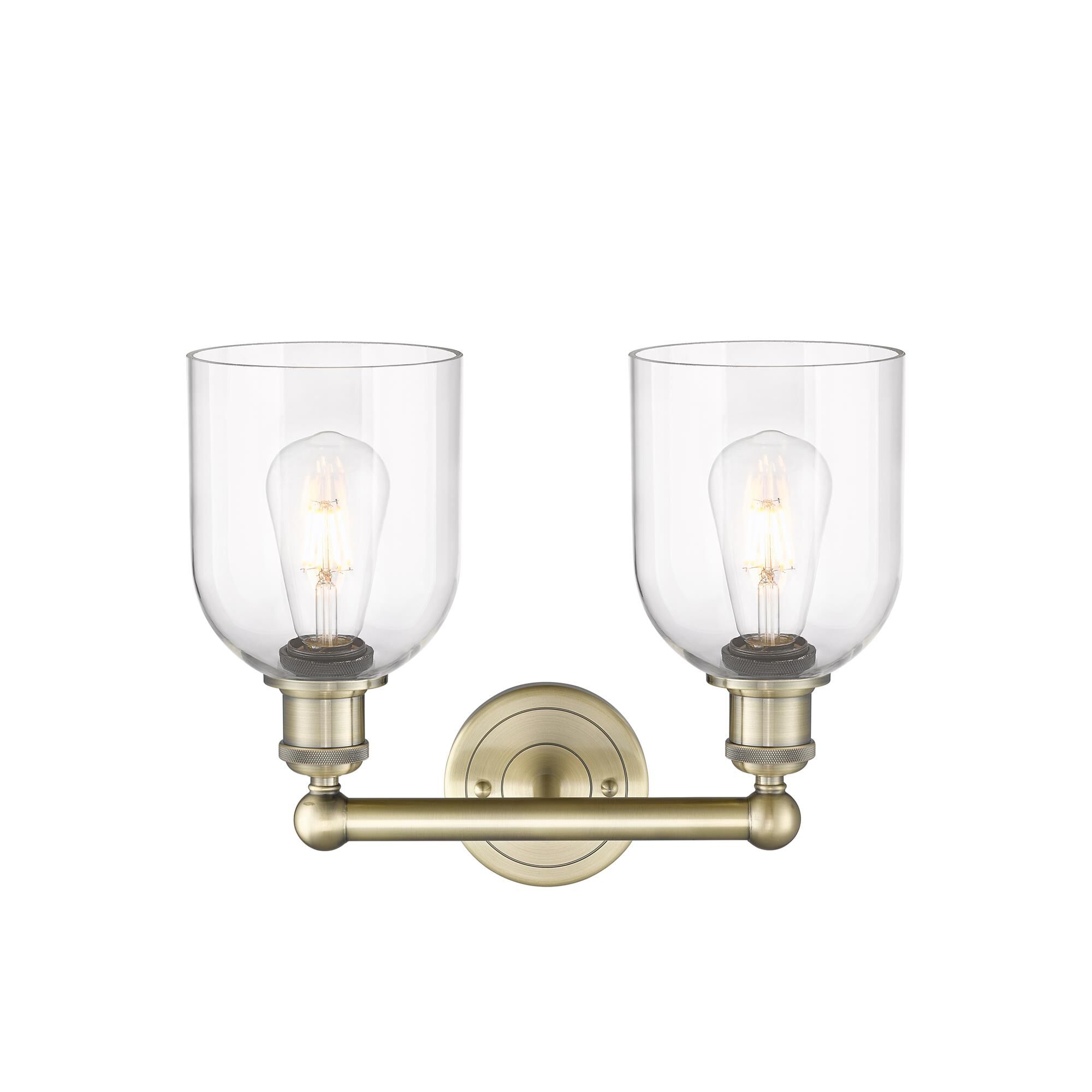 Shown in Antique Brass finish and Clear glass