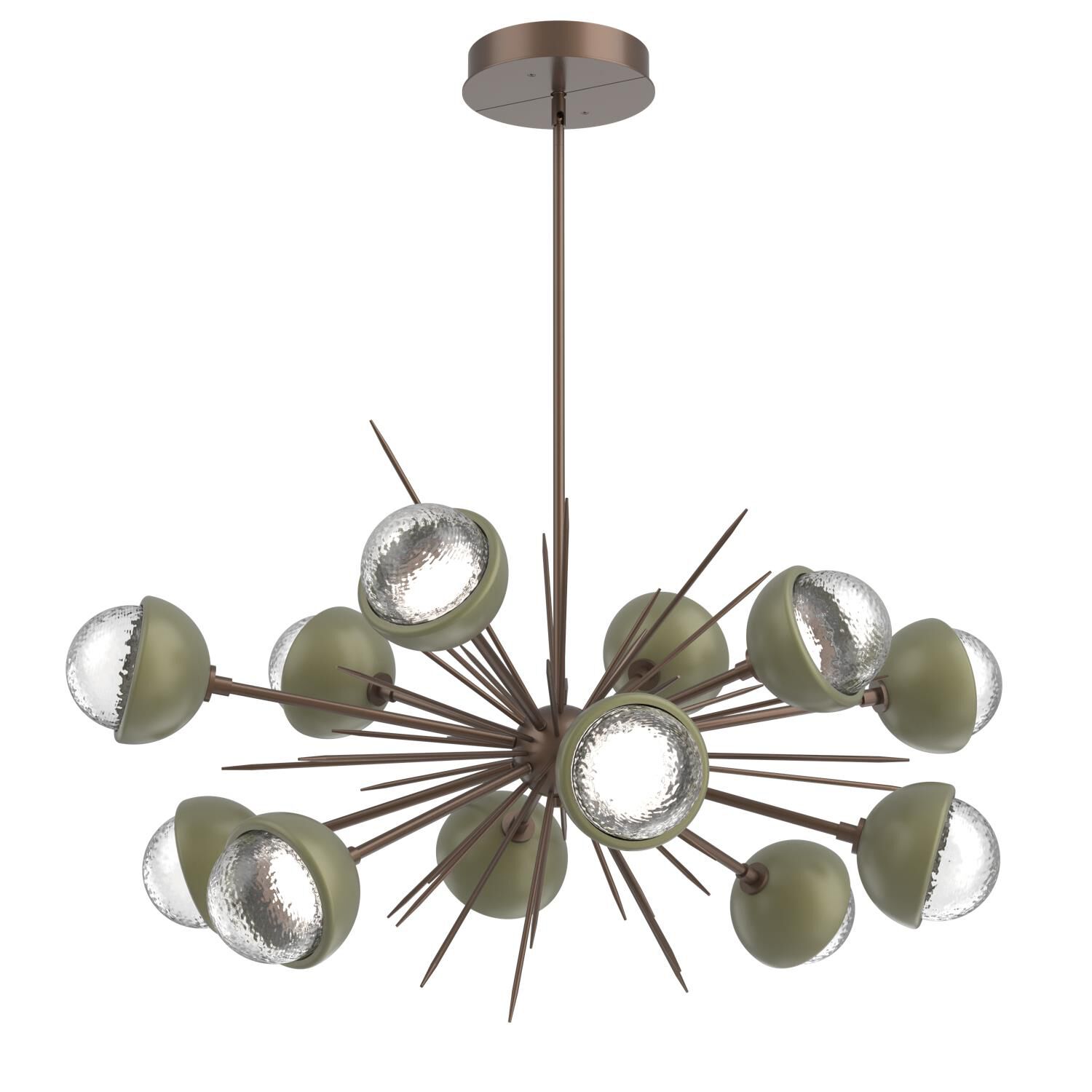 Shown in Burnished Bronze finish and Clear glass and Sage Green accent
