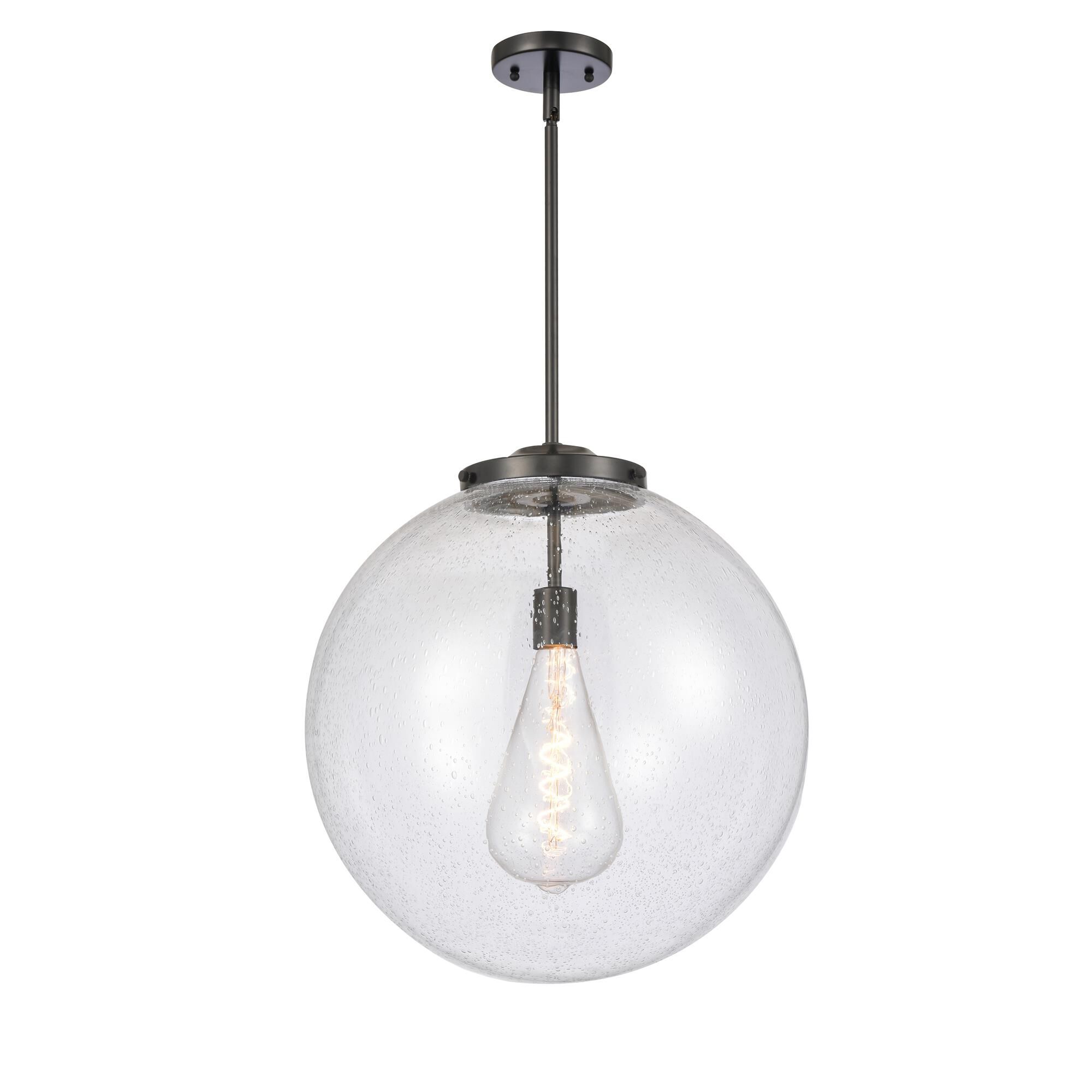 Shown in Matte Black finish and Seedy Beacon glass