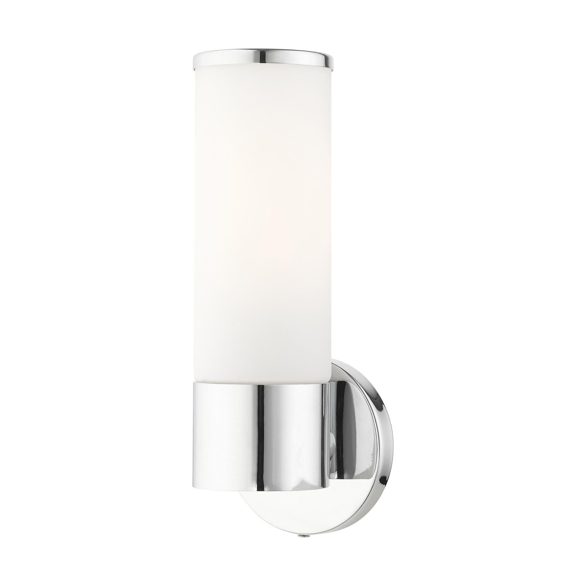 Shown in Polished Chrome finish and Satin Opal White glass