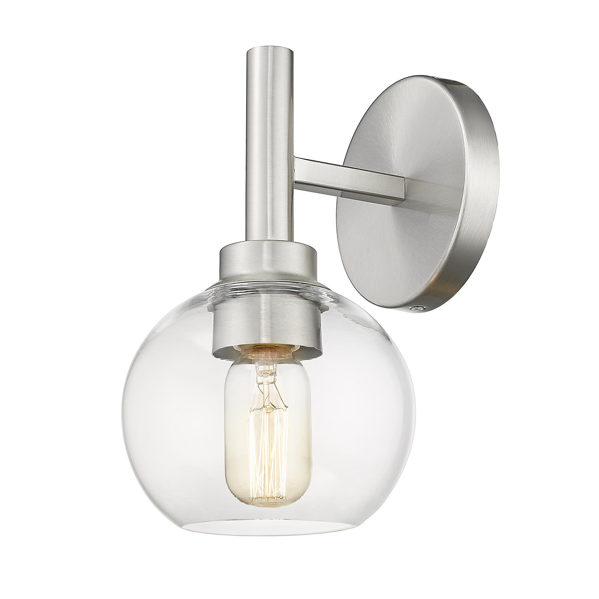 Shown in Brushed Nickel finish and Clear glass