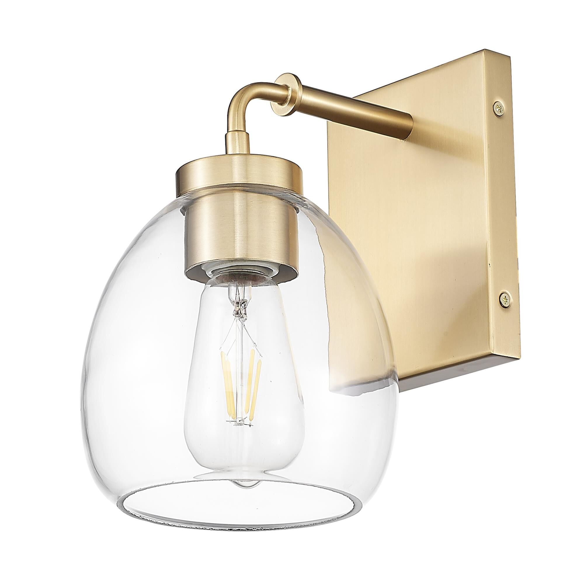 Shown in Brass finish and Clear Glass Globe shade
