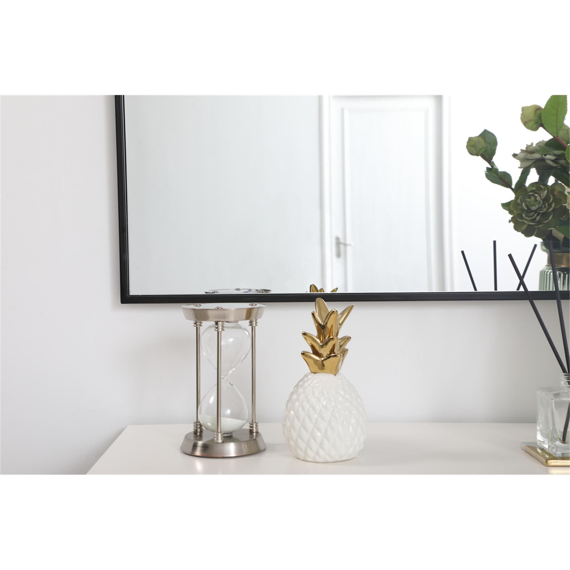 Shown in Black finish and Clear Mirror Beveled glass