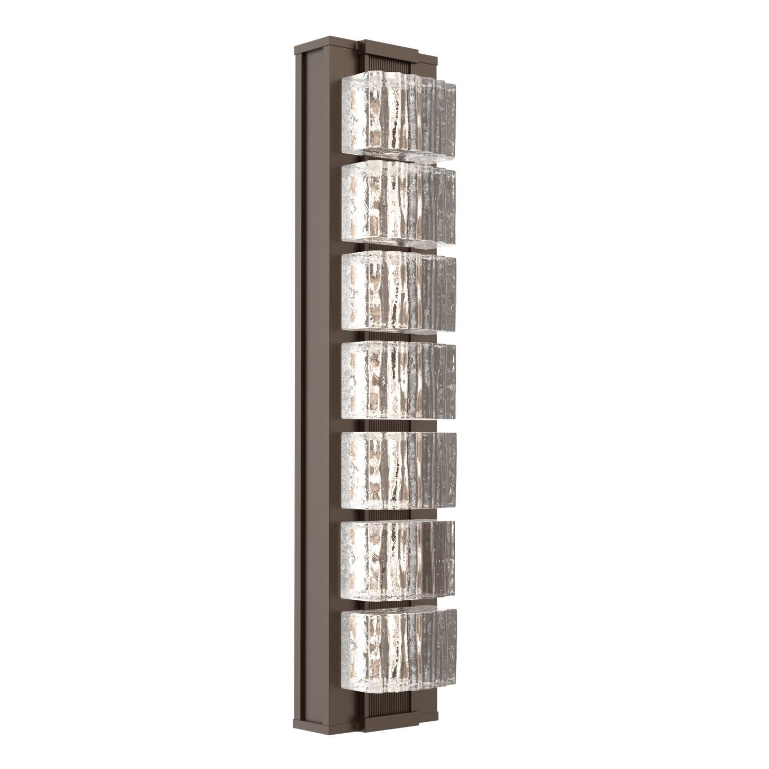 Shown in Flat Bronze finish and Clear Ribbed glass and None accent