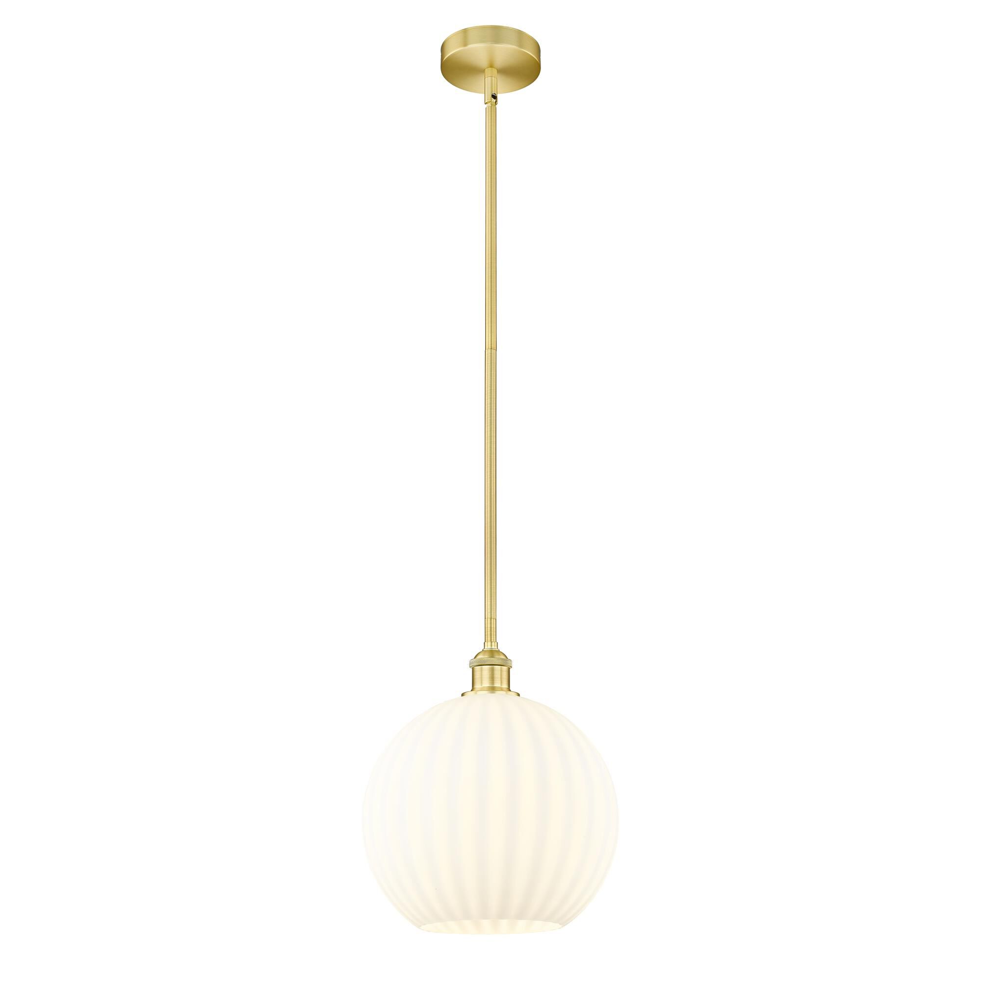 Shown in Satin Gold finish and White Venetian glass