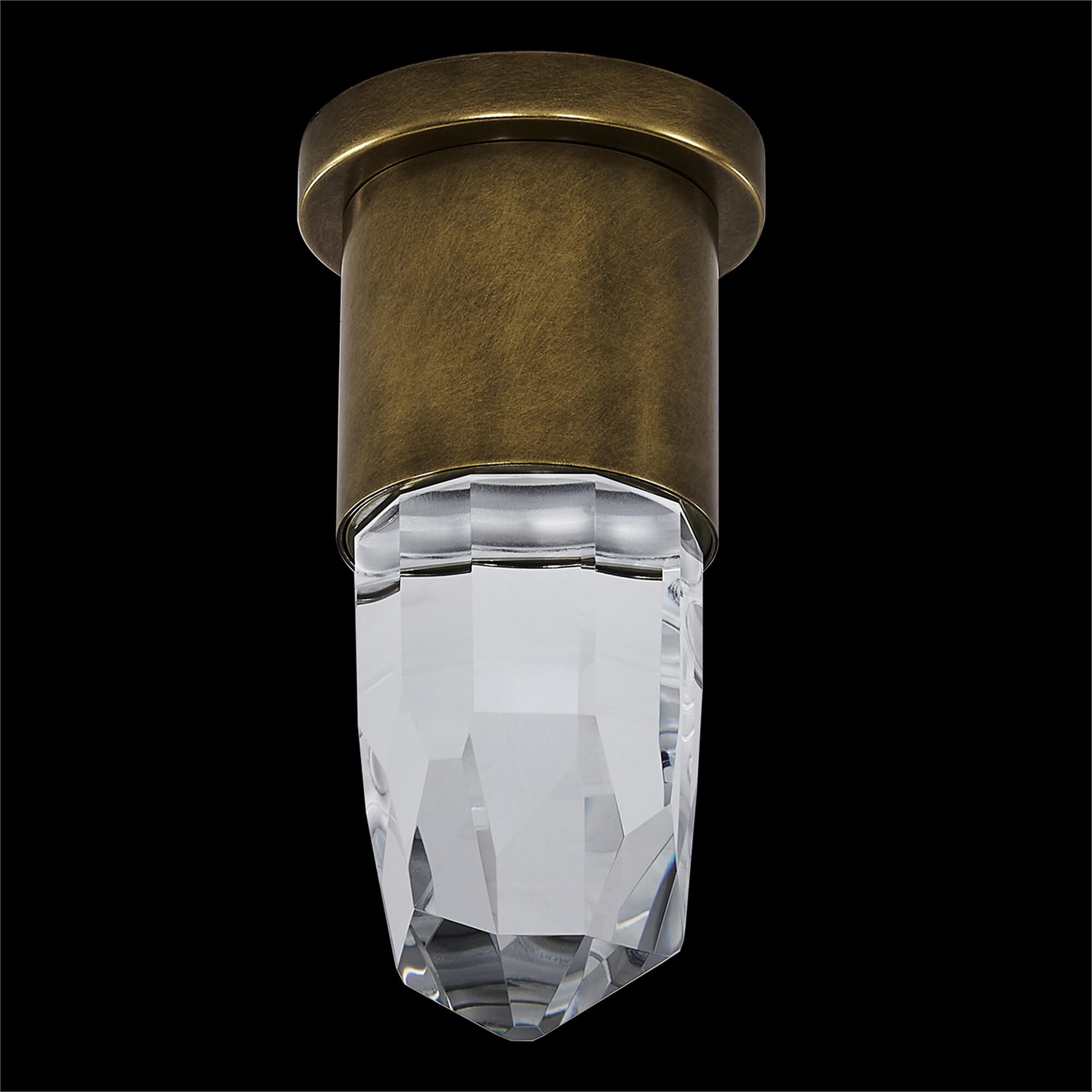 Shown in True Brass finish and Clear crystal