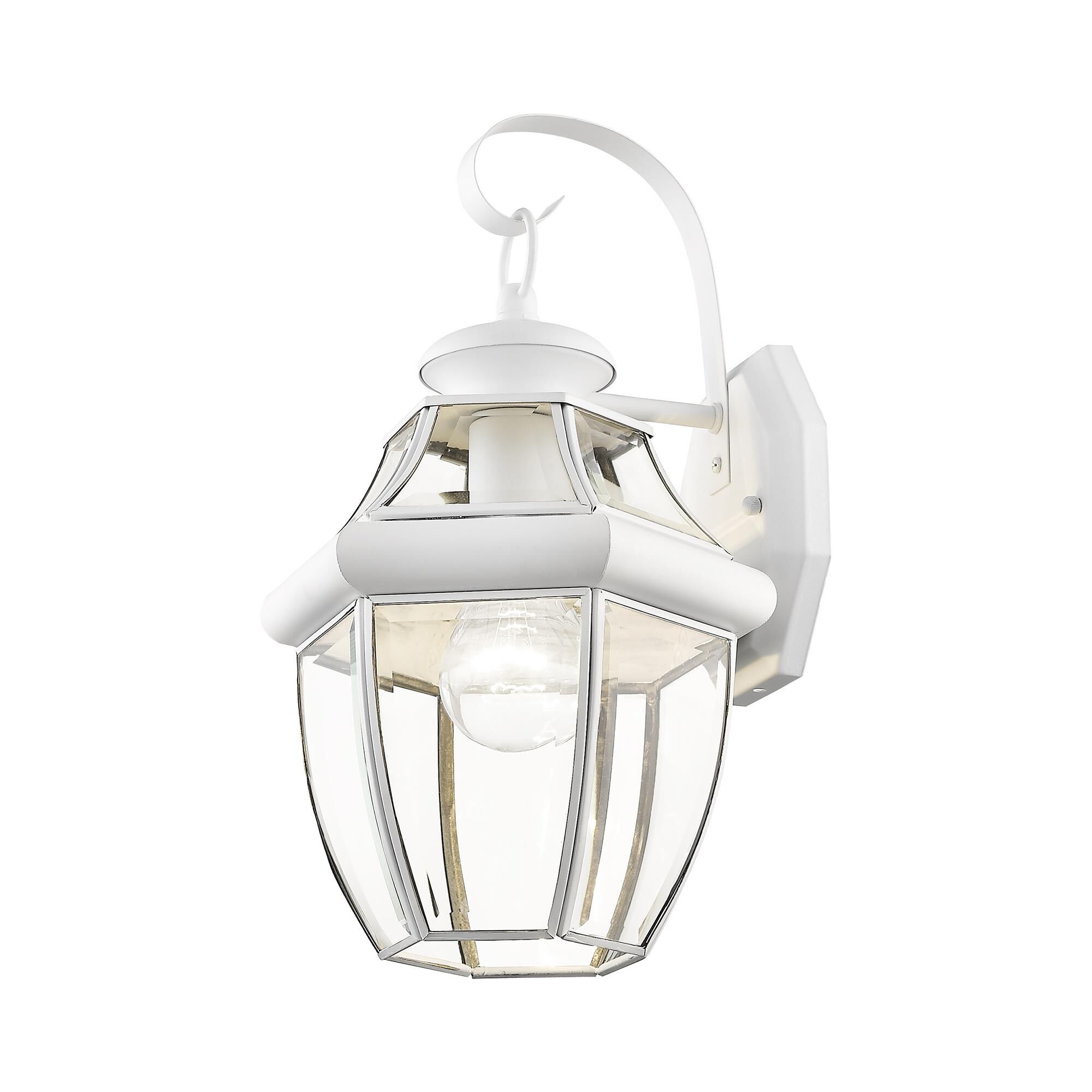 Shown in White finish and Clear Beveled glass