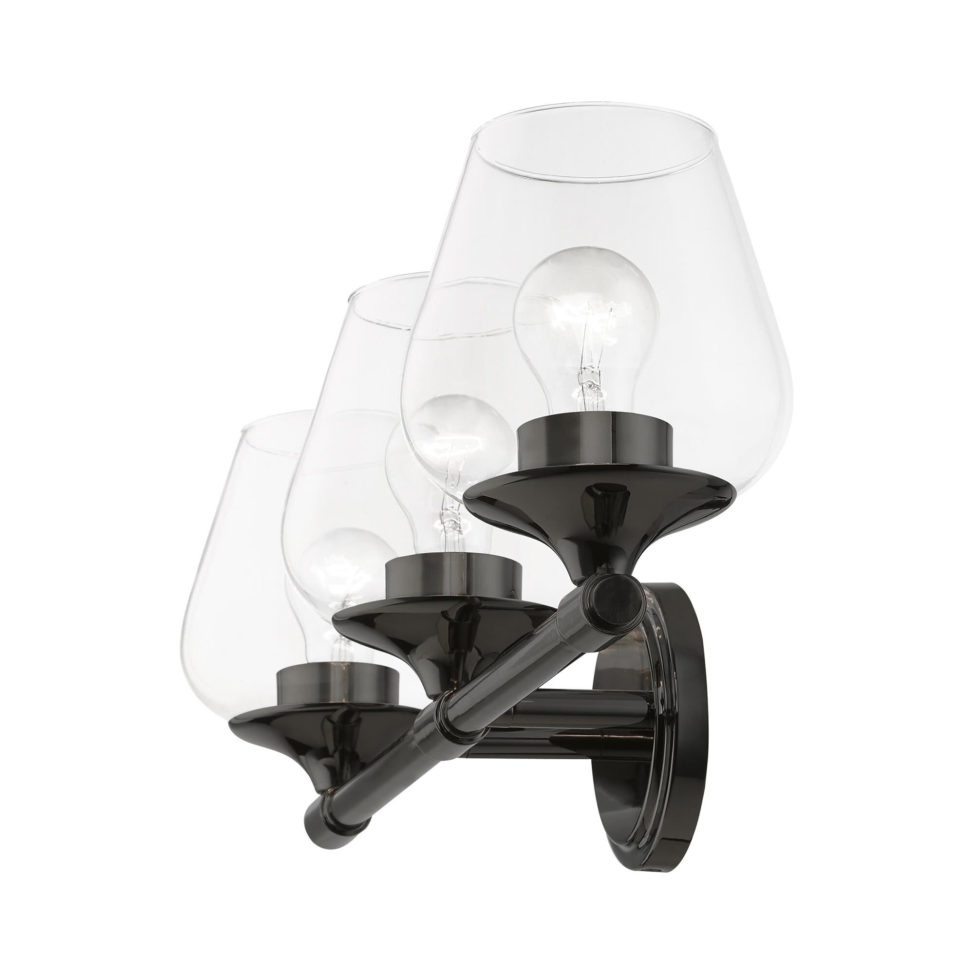 Shown in Black Chrome finish and Clear glass