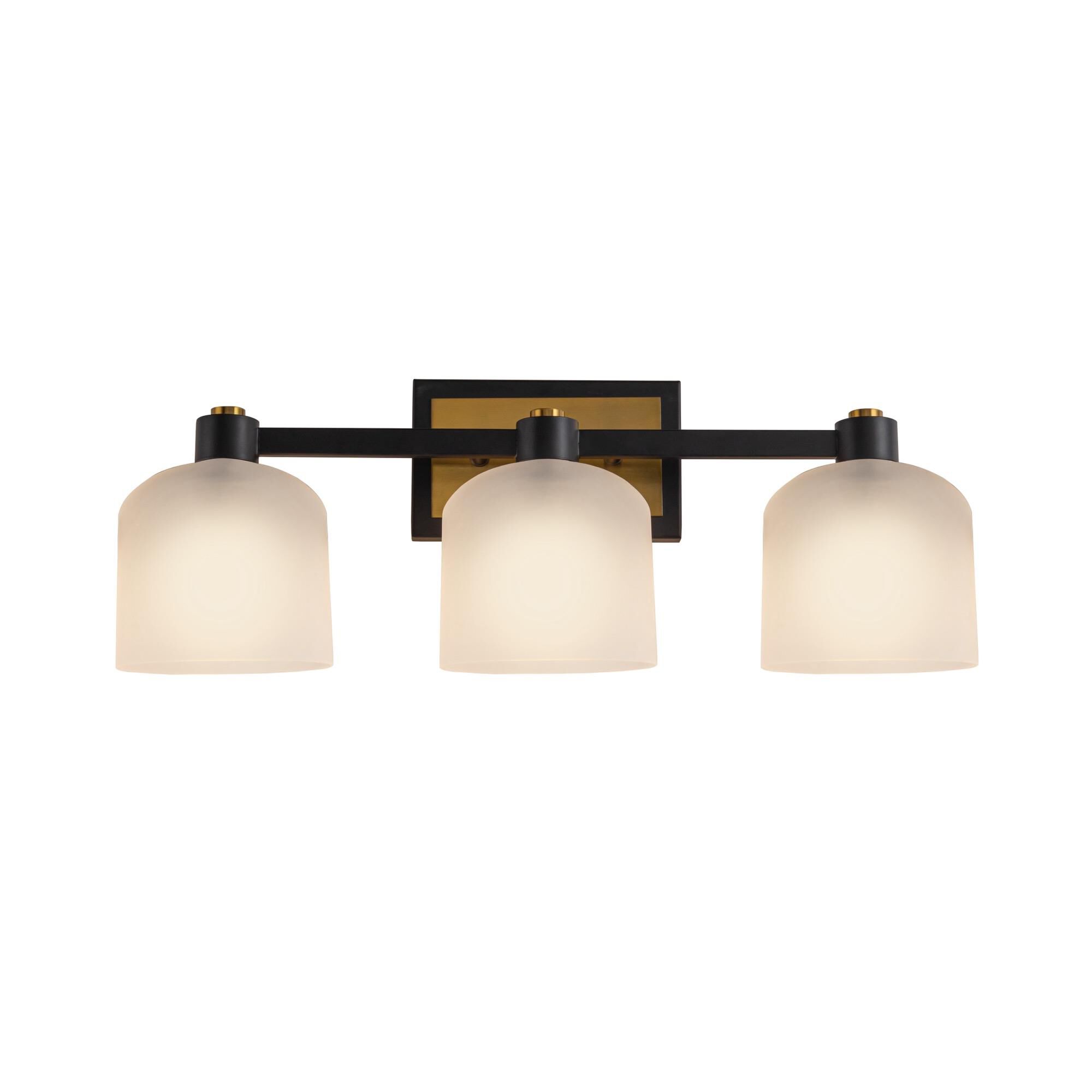Shown in Black And Brushed Brass finish and Glass shade