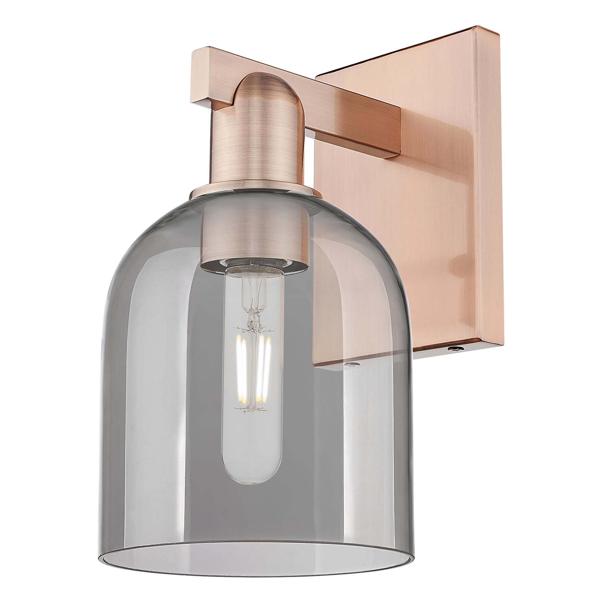 Shown in Antique Copper finish and Light Smoke glass