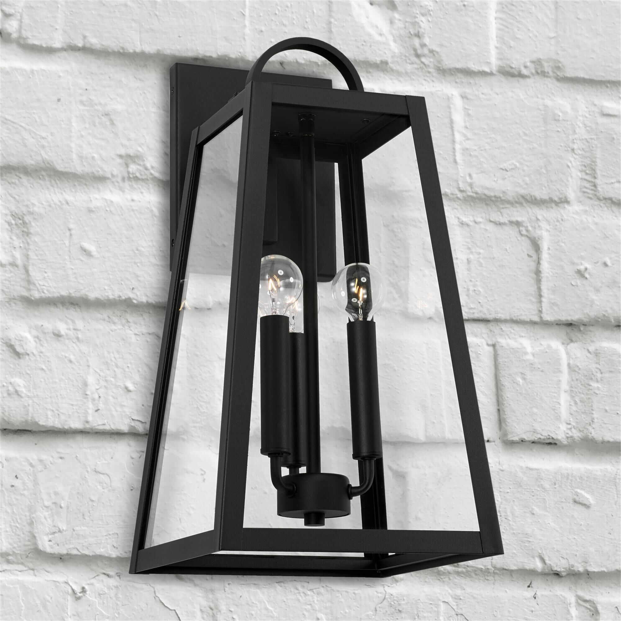 Shown in Black finish and Clear glass