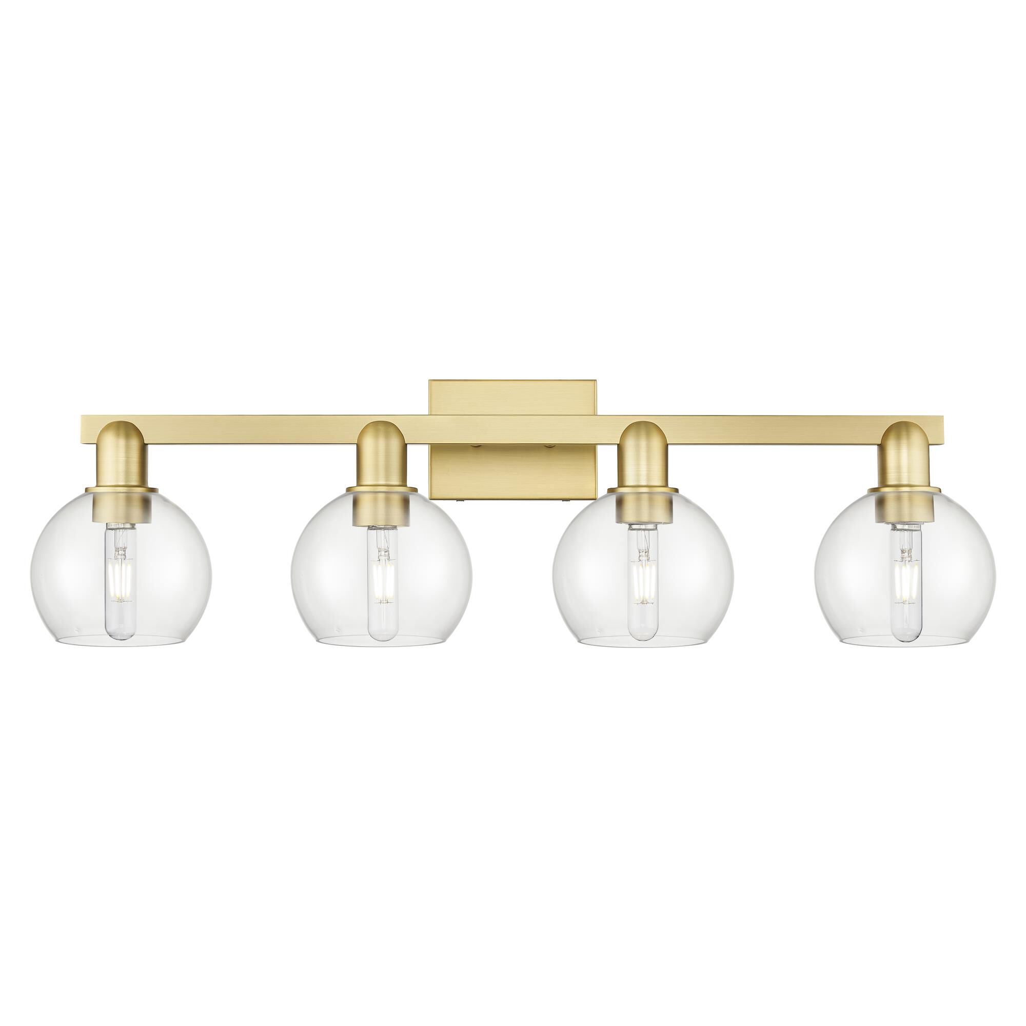 Shown in Satin Gold finish and Clear glass