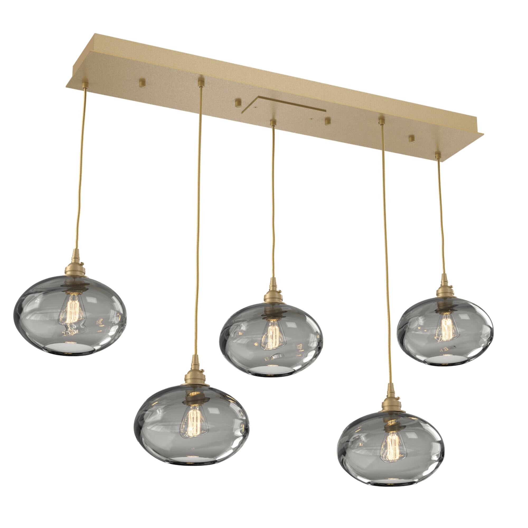 Shown in Gilded Brass finish and Optic Smoke glass