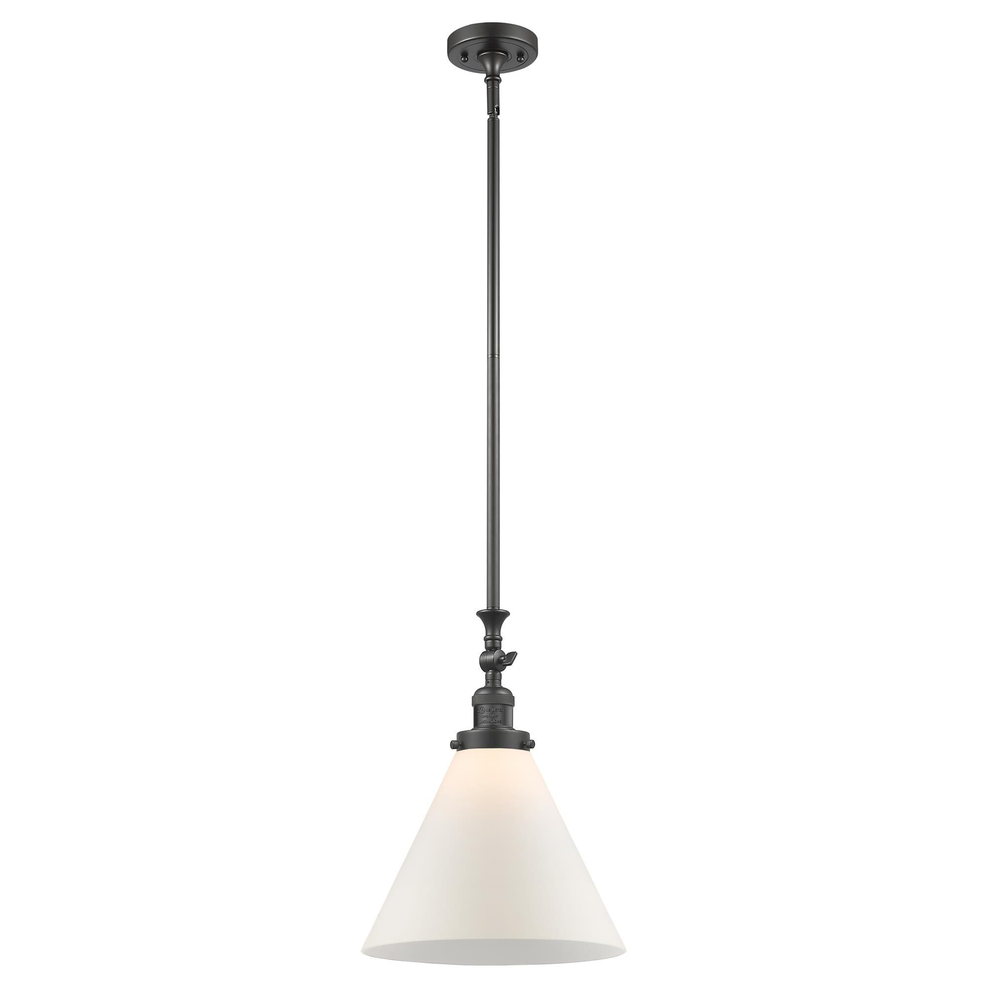 Shown in Oil Rubbed Bronze finish and Matte White Cased glass