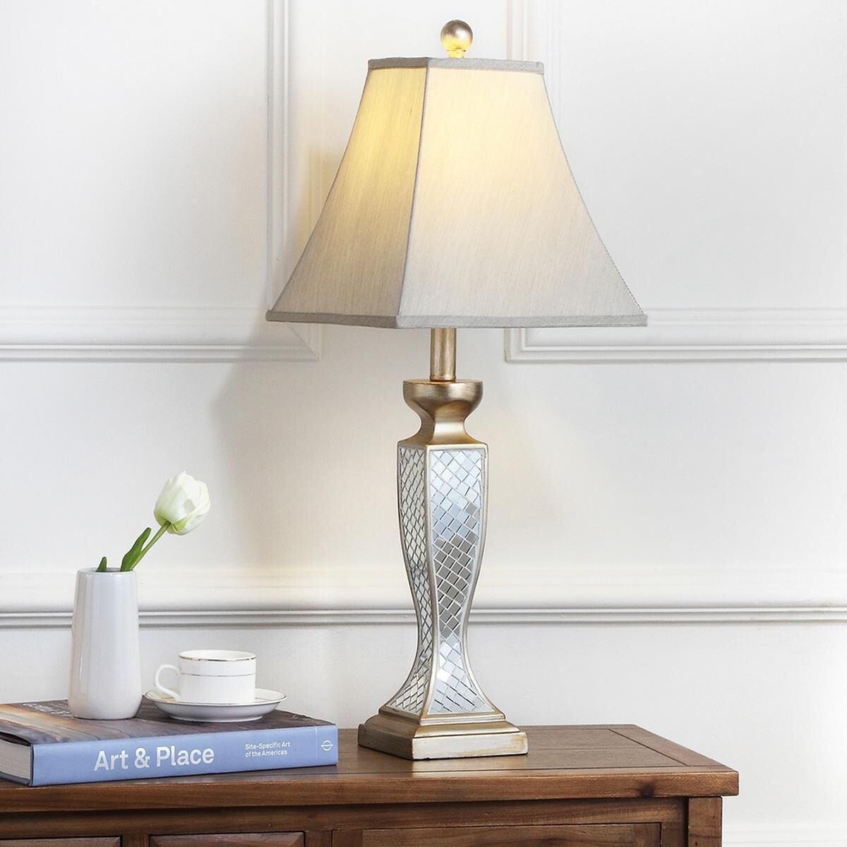 Kailey Glass Lattice 28 Inch Table Lamp by Safavieh