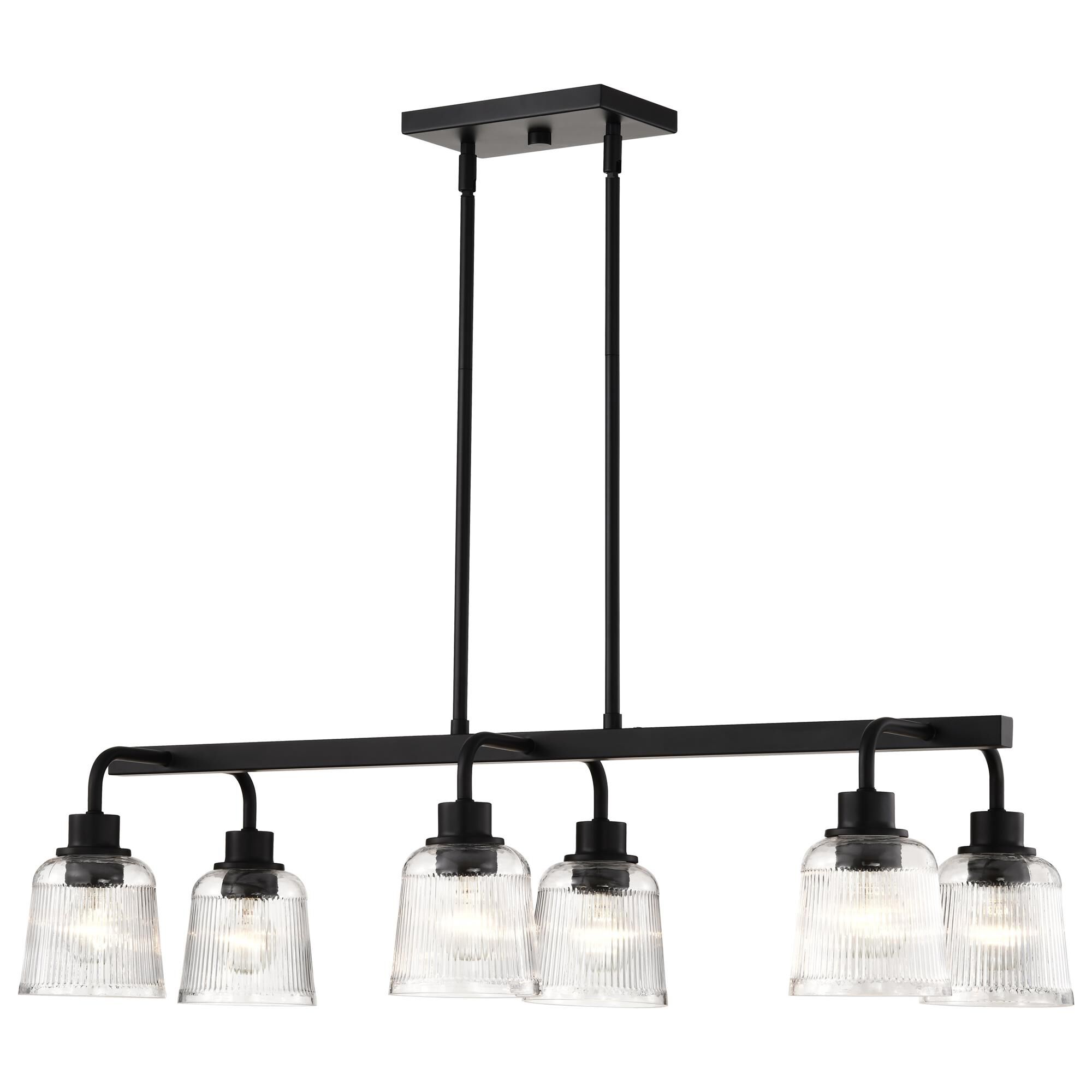 Shown in Matte Black finish and Clear Ribbed glass