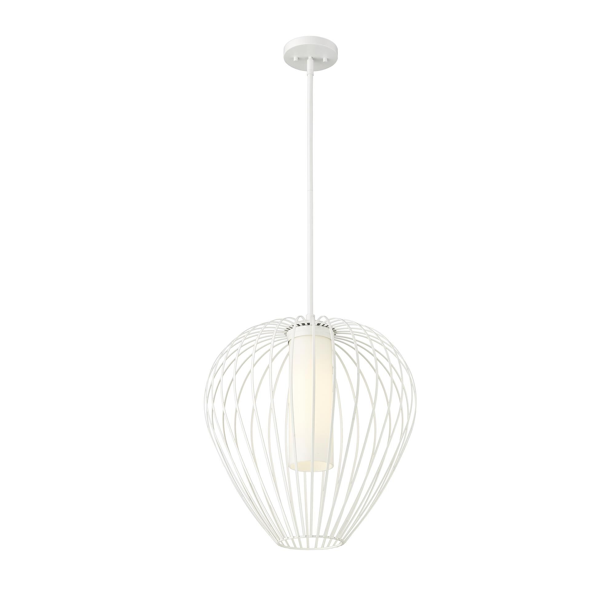 Shown in Textured White finish and White Opal glass and White Opal shade