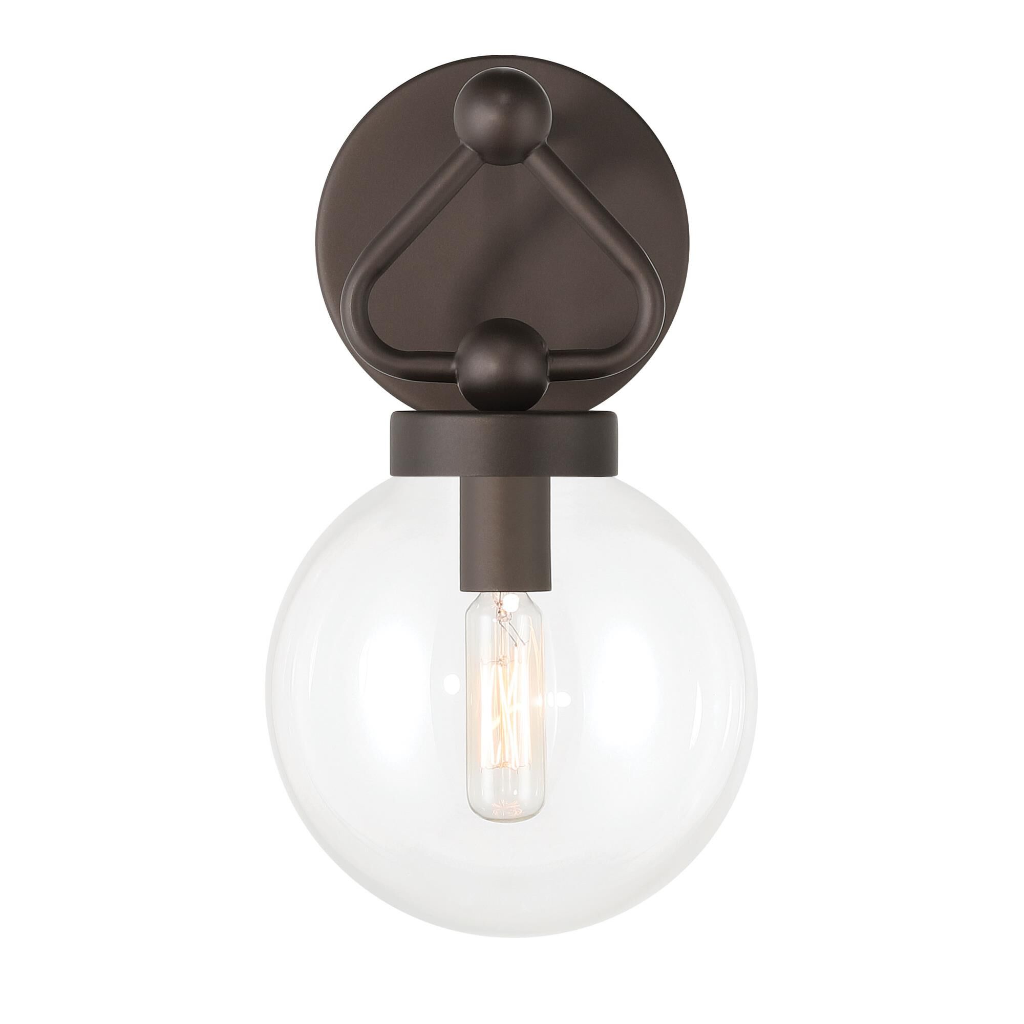 Shown in Dark Bronze finish and Clear glass and Glass shade