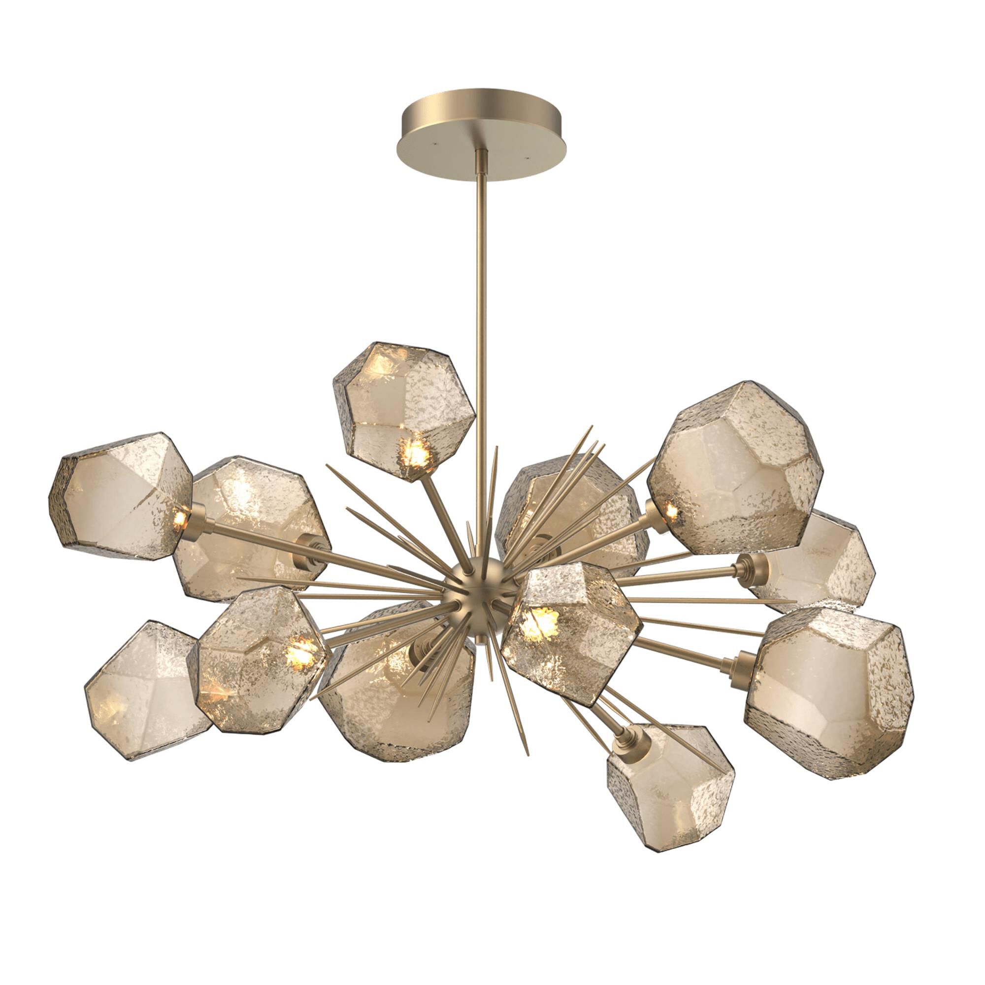 Shown in Gilded Brass finish and Bronze glass