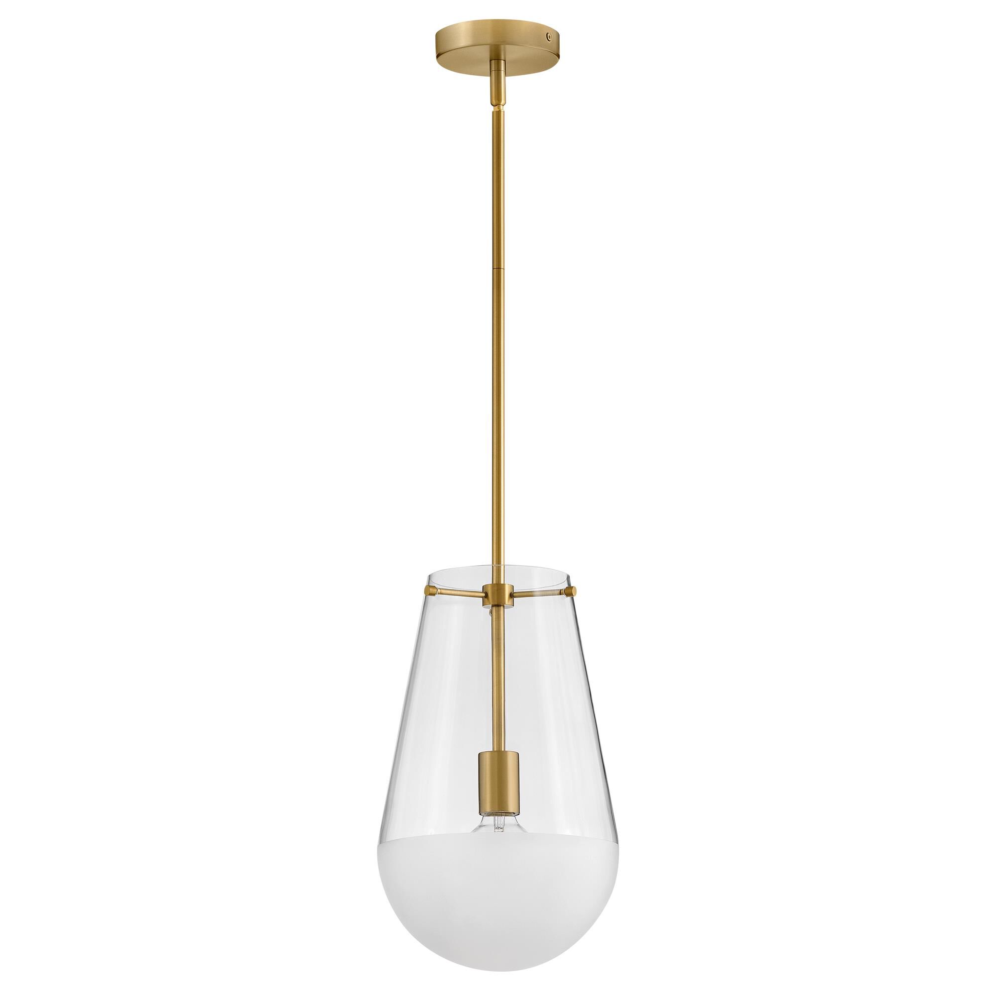 Shown in Lacquered Brass finish and Clear With Etch-Dipped glass